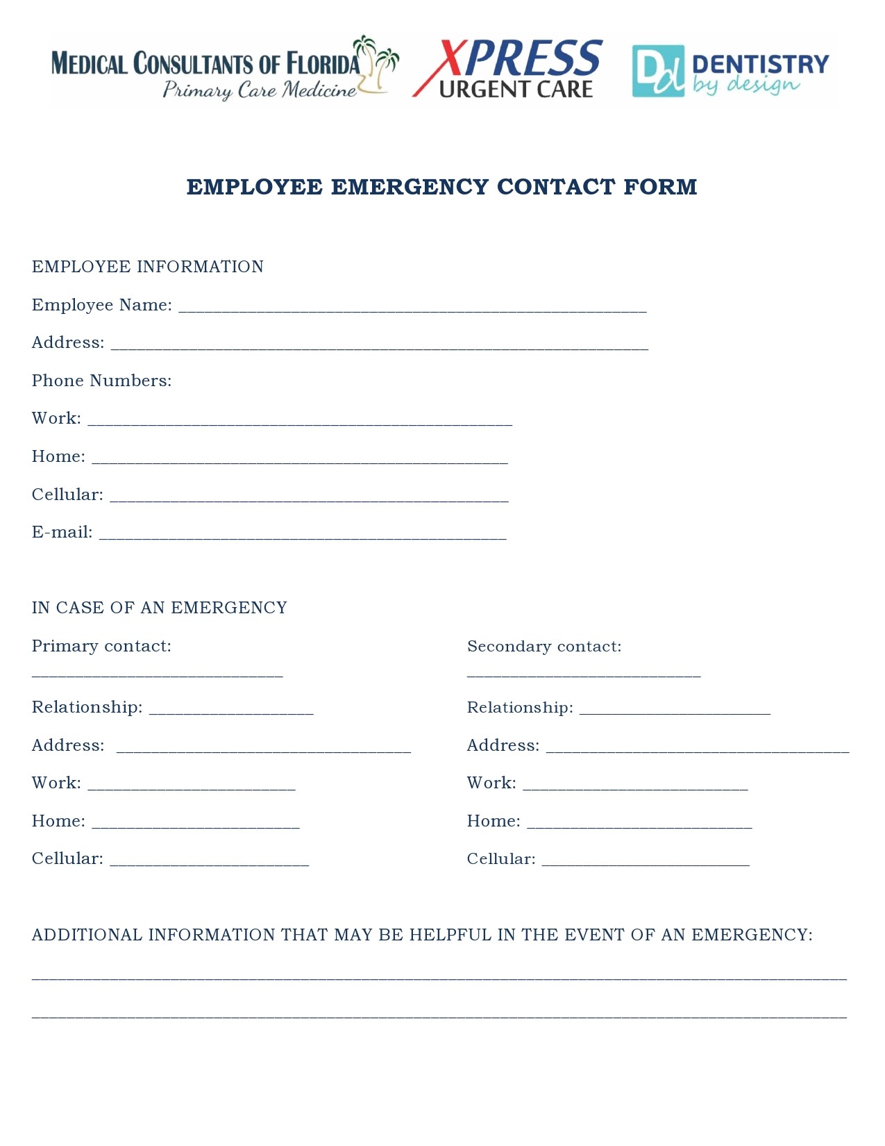 Free emergency contact form 31