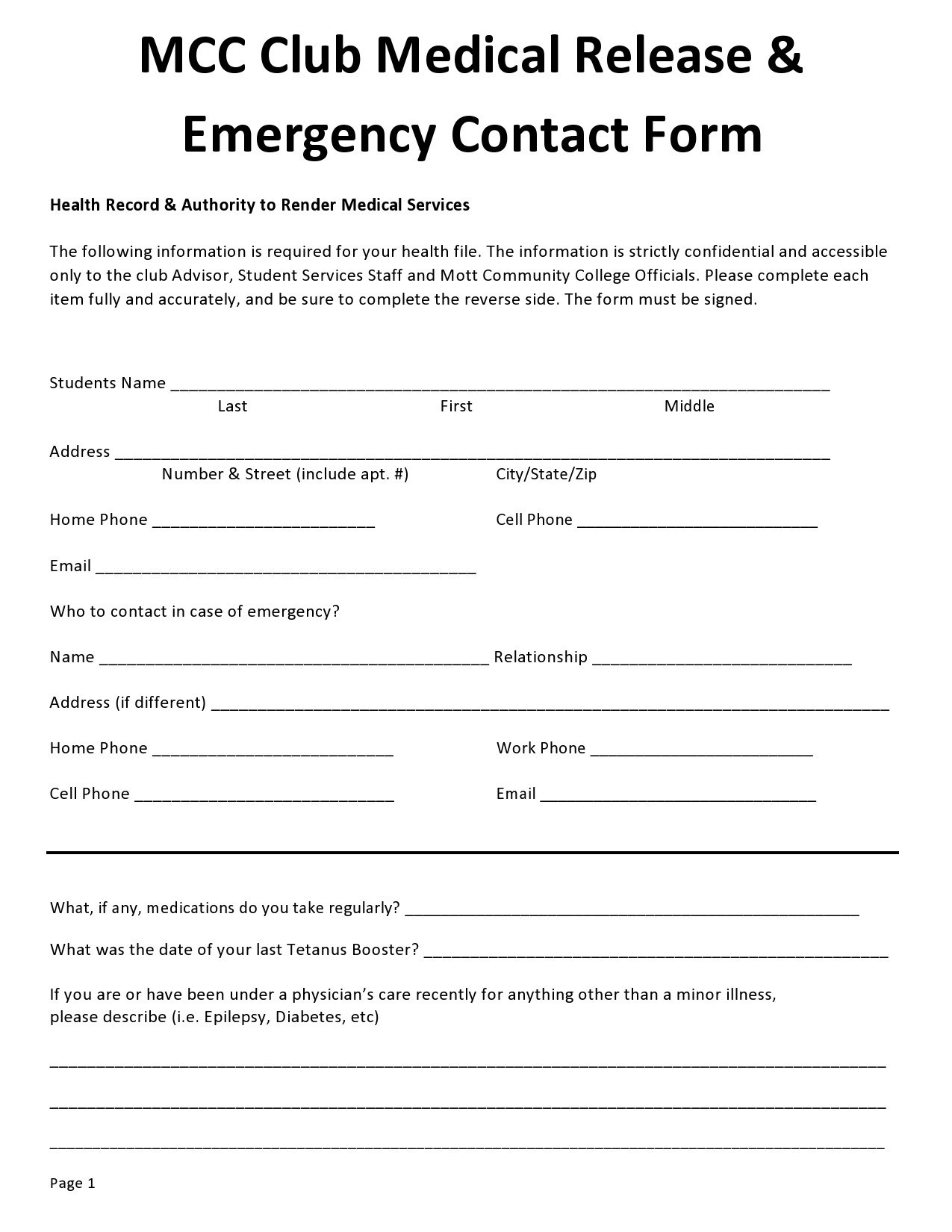 Free emergency contact form 32