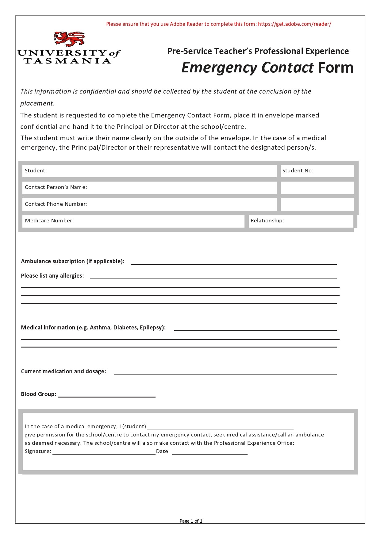 Free emergency contact form 38