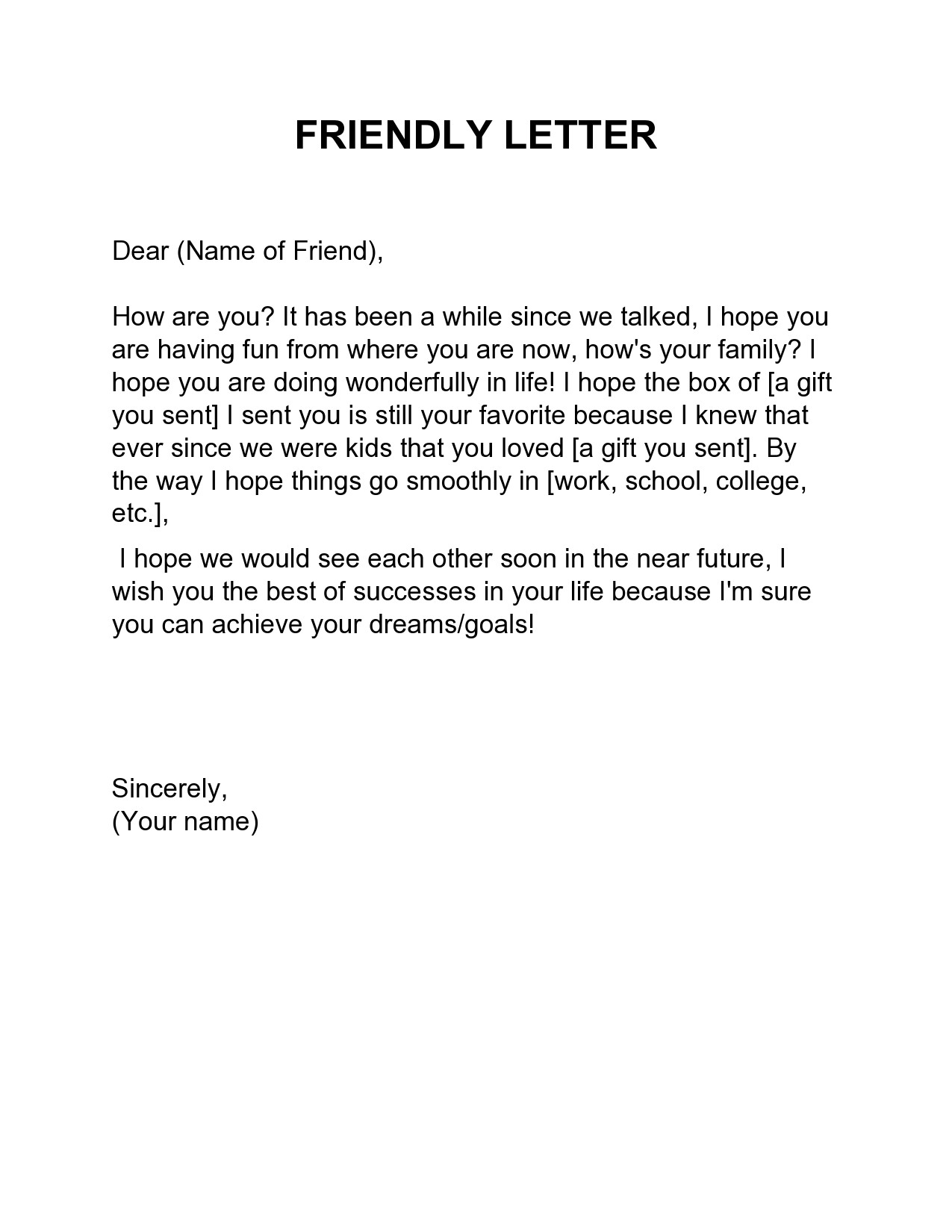 Free friendly letter format 16