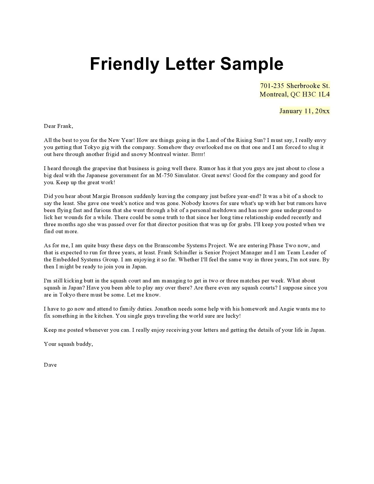 Free friendly letter format 20