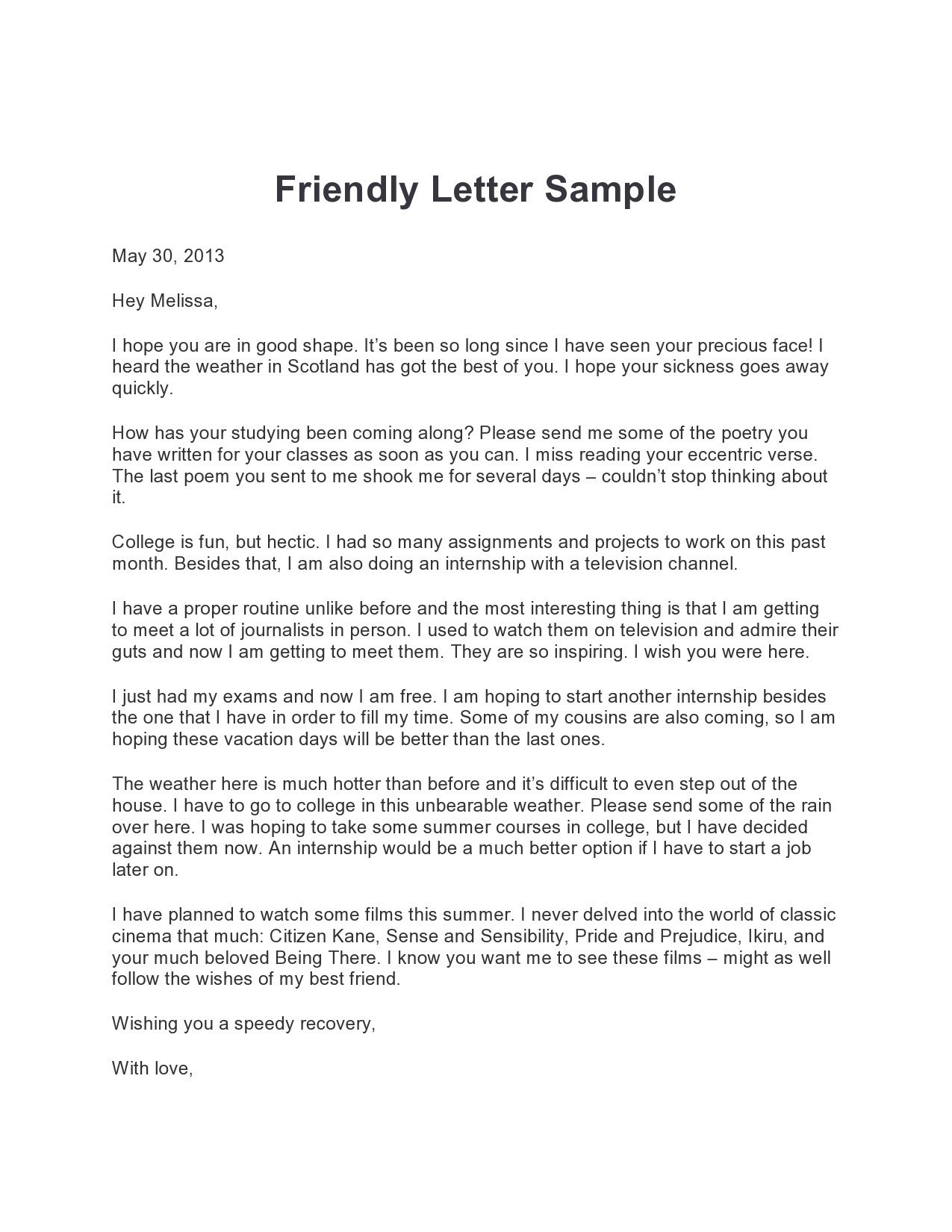 Free friendly letter format 23