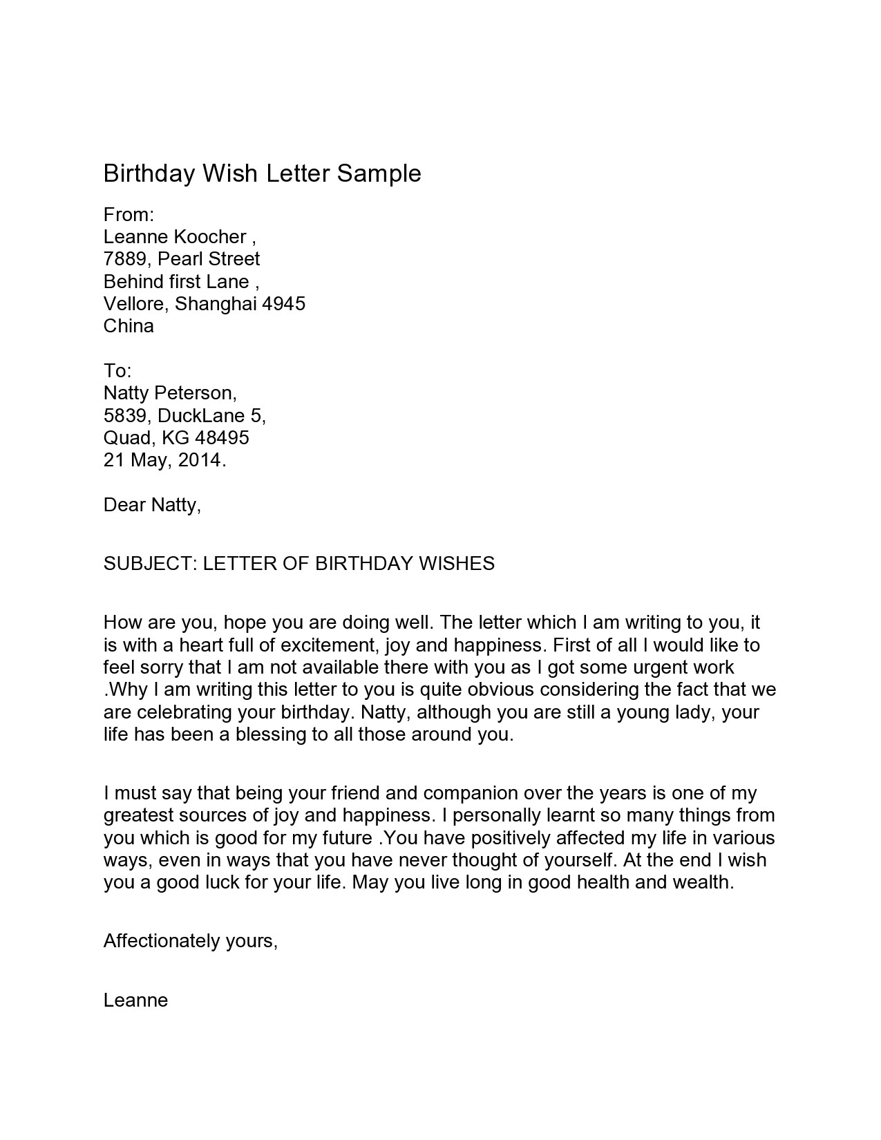 Free happy birthday letter 01