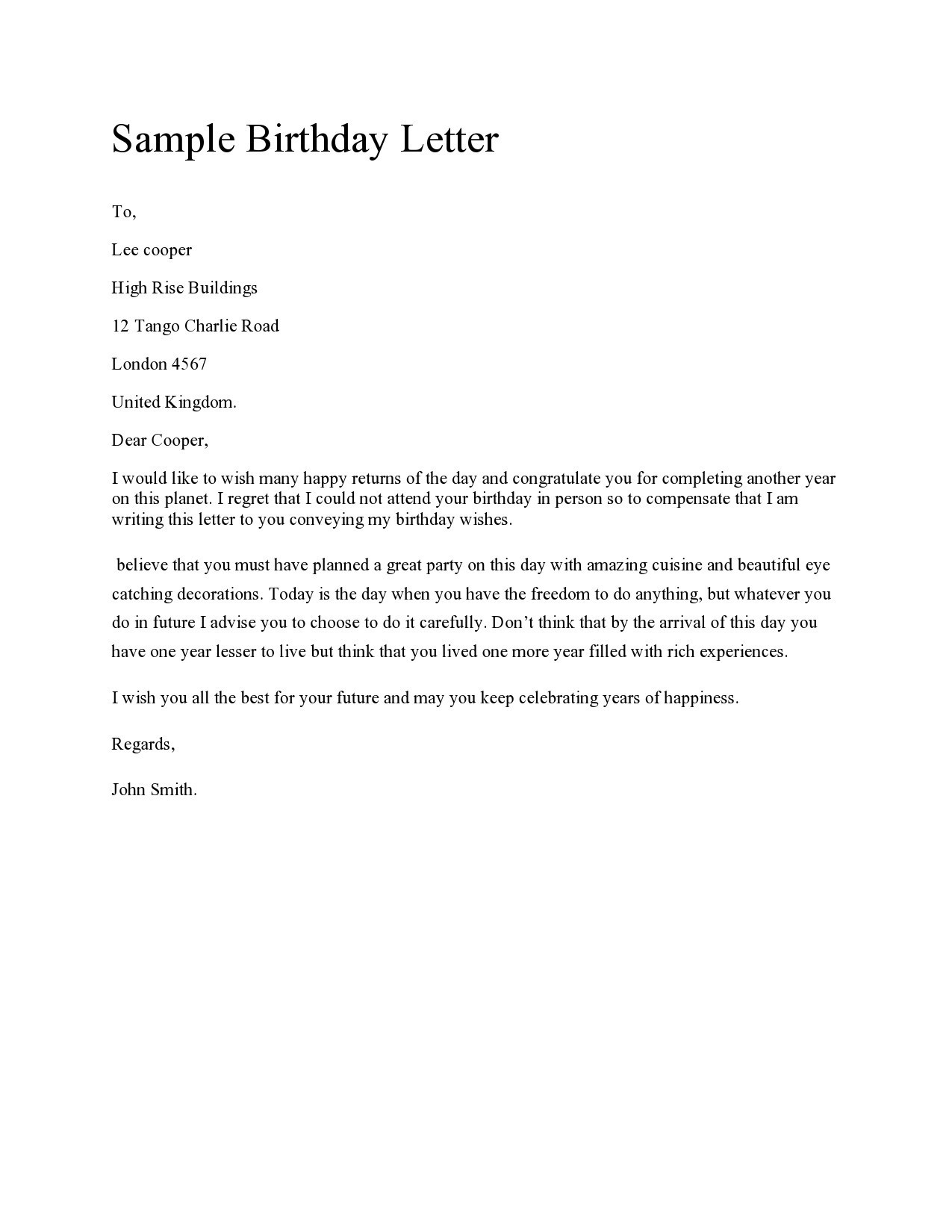 Free happy birthday letter 11