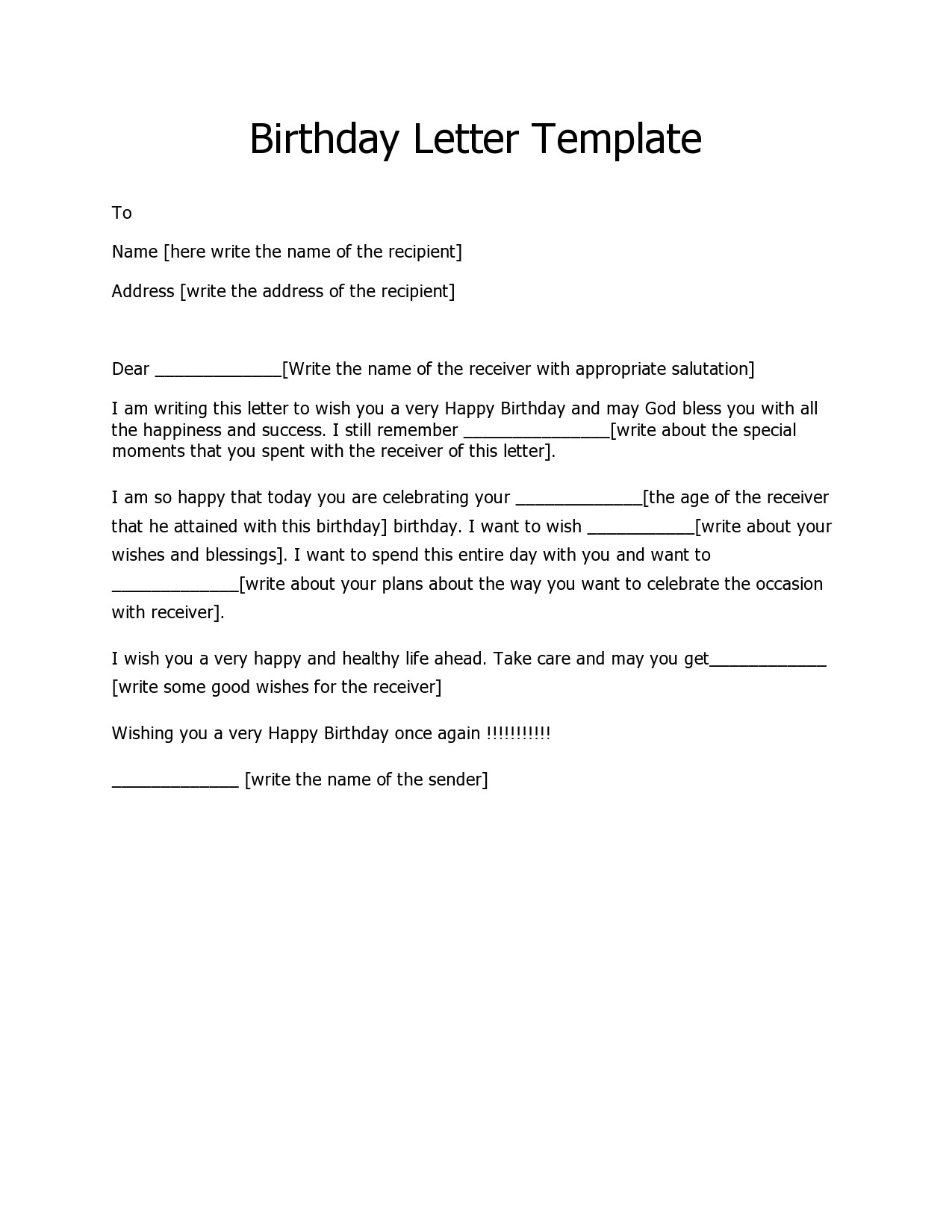 Free happy birthday letter 13