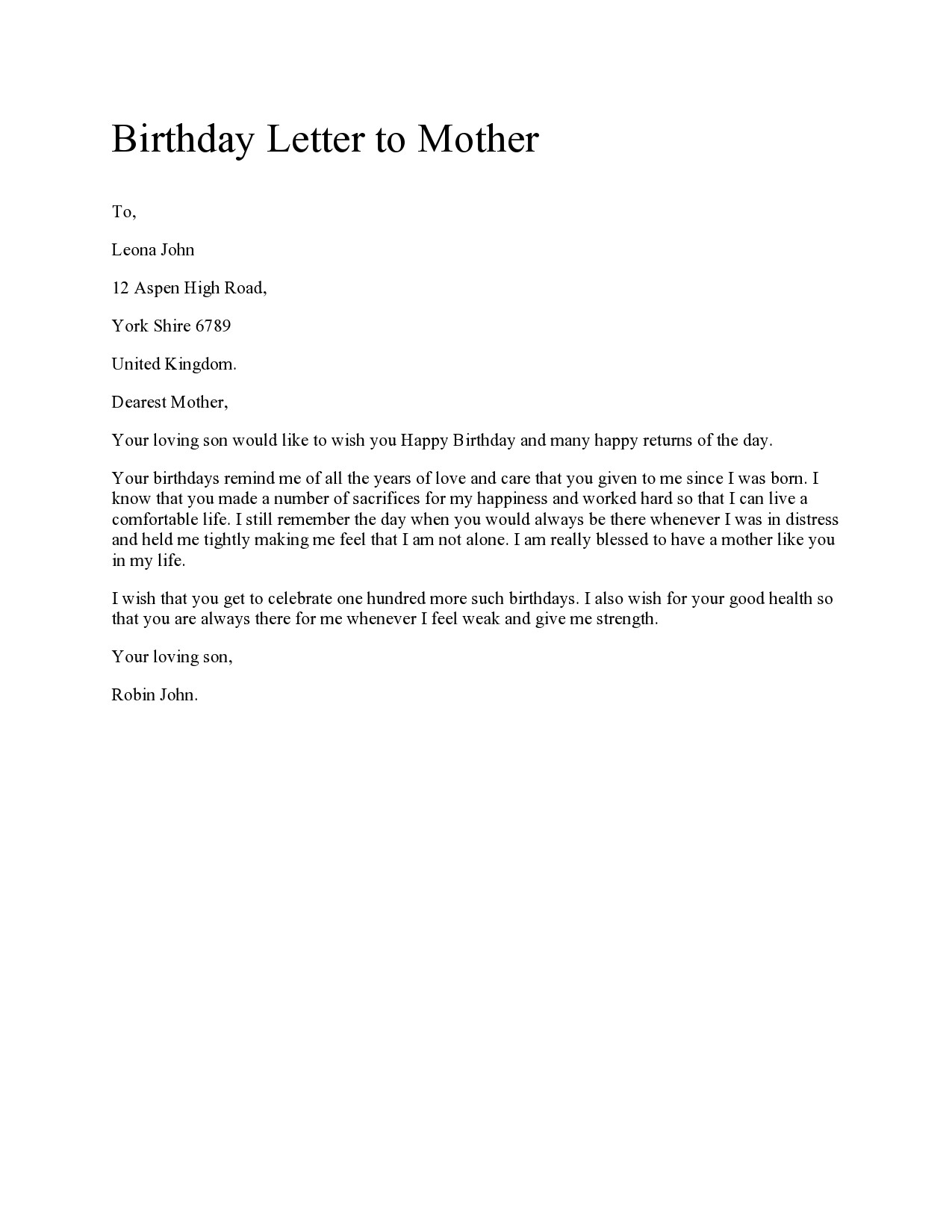 Free happy birthday letter 14