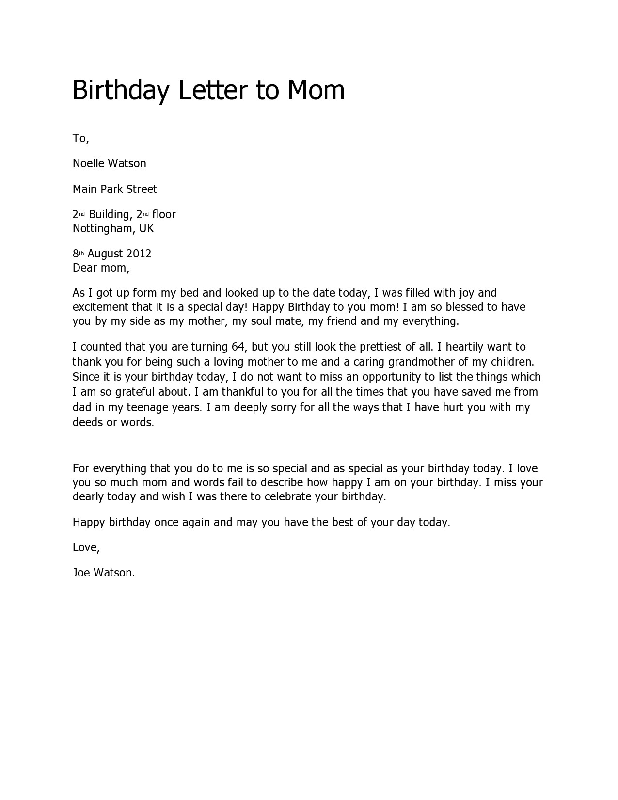 Free happy birthday letter 26