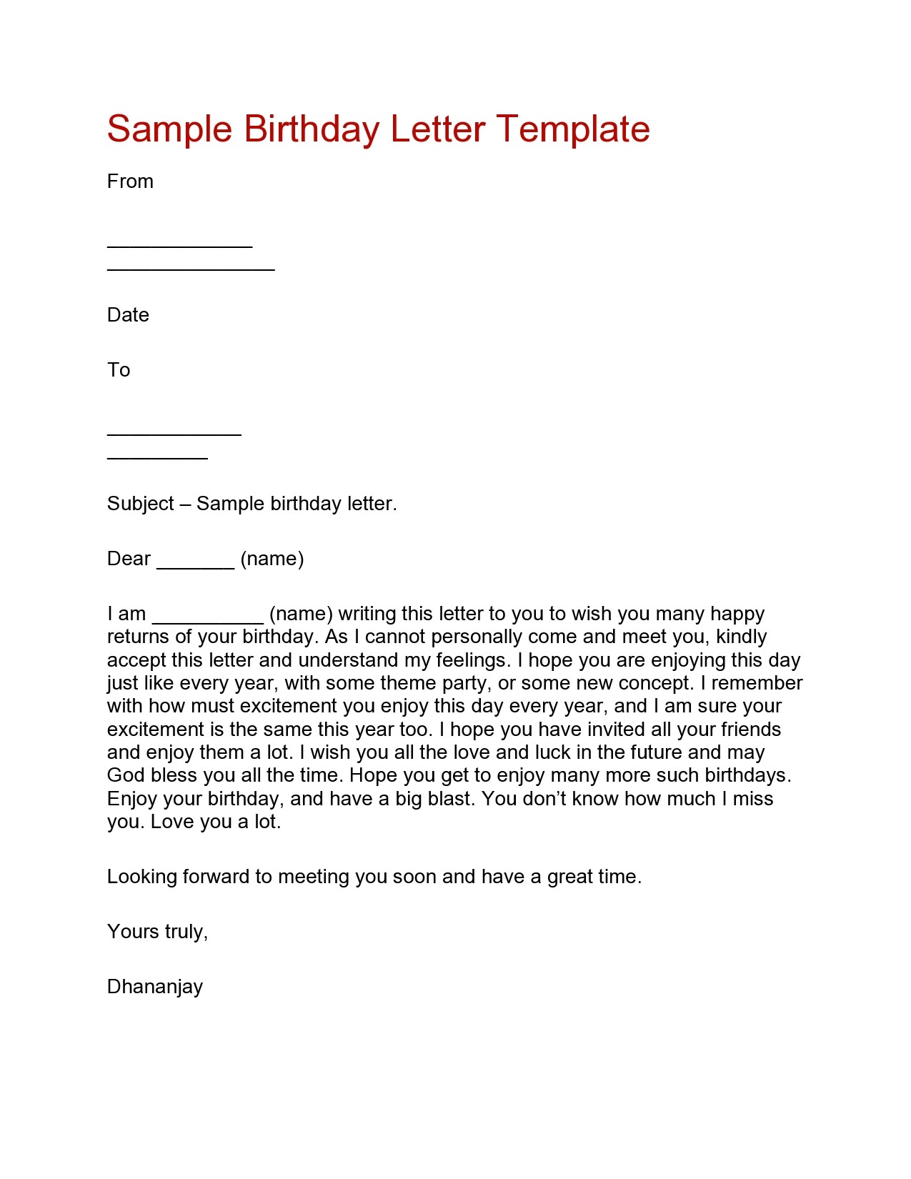 Free happy birthday letter 35