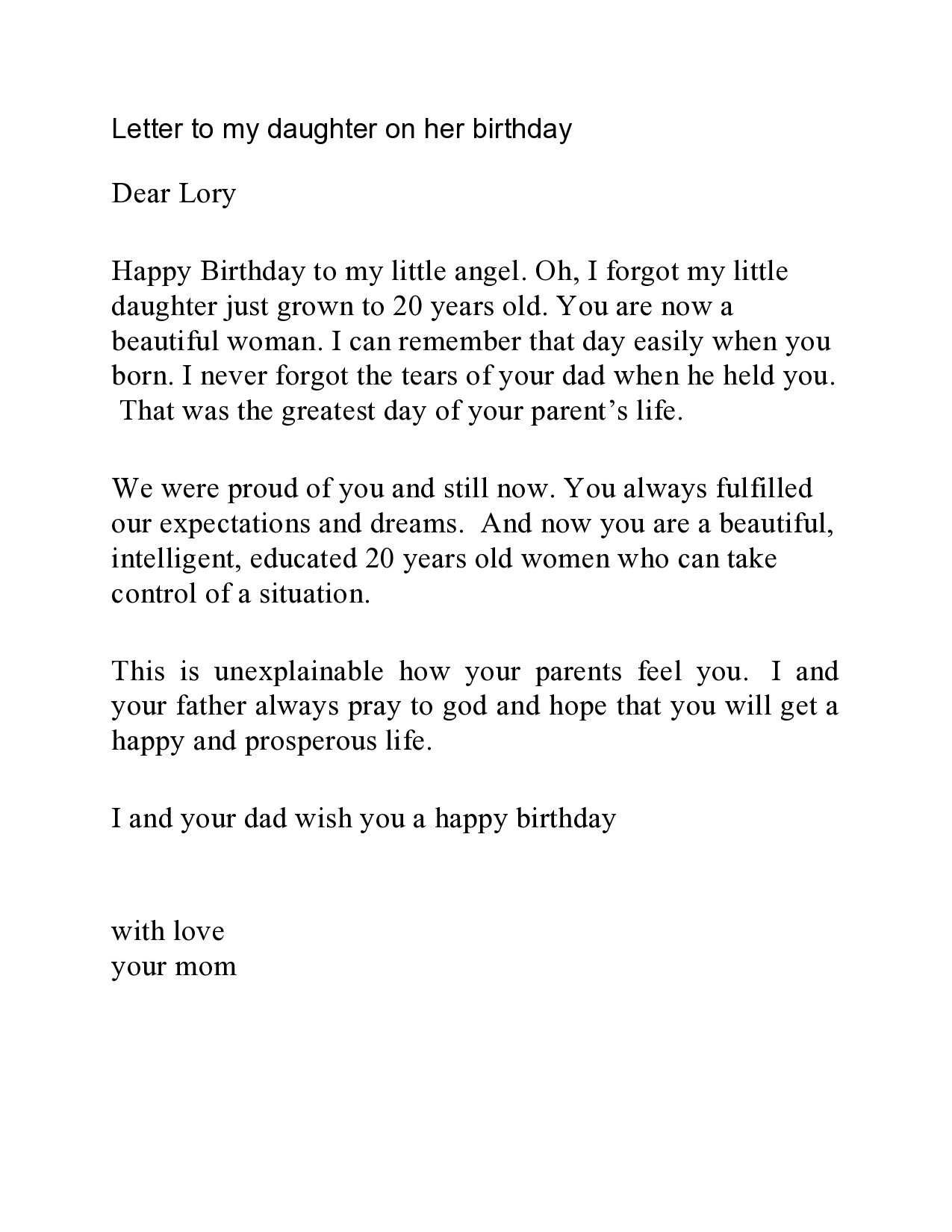 Free happy birthday letter 39