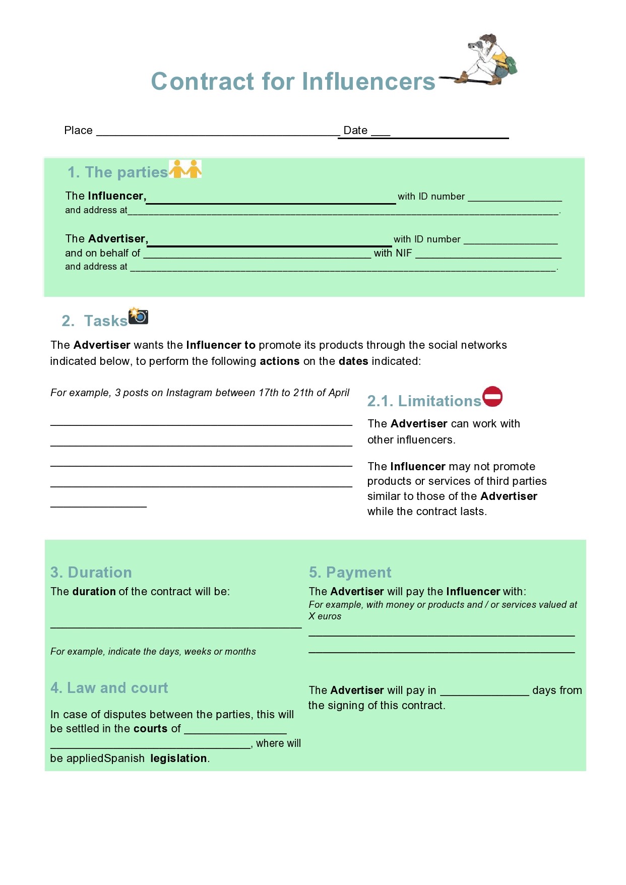 Free influencer contract template 06