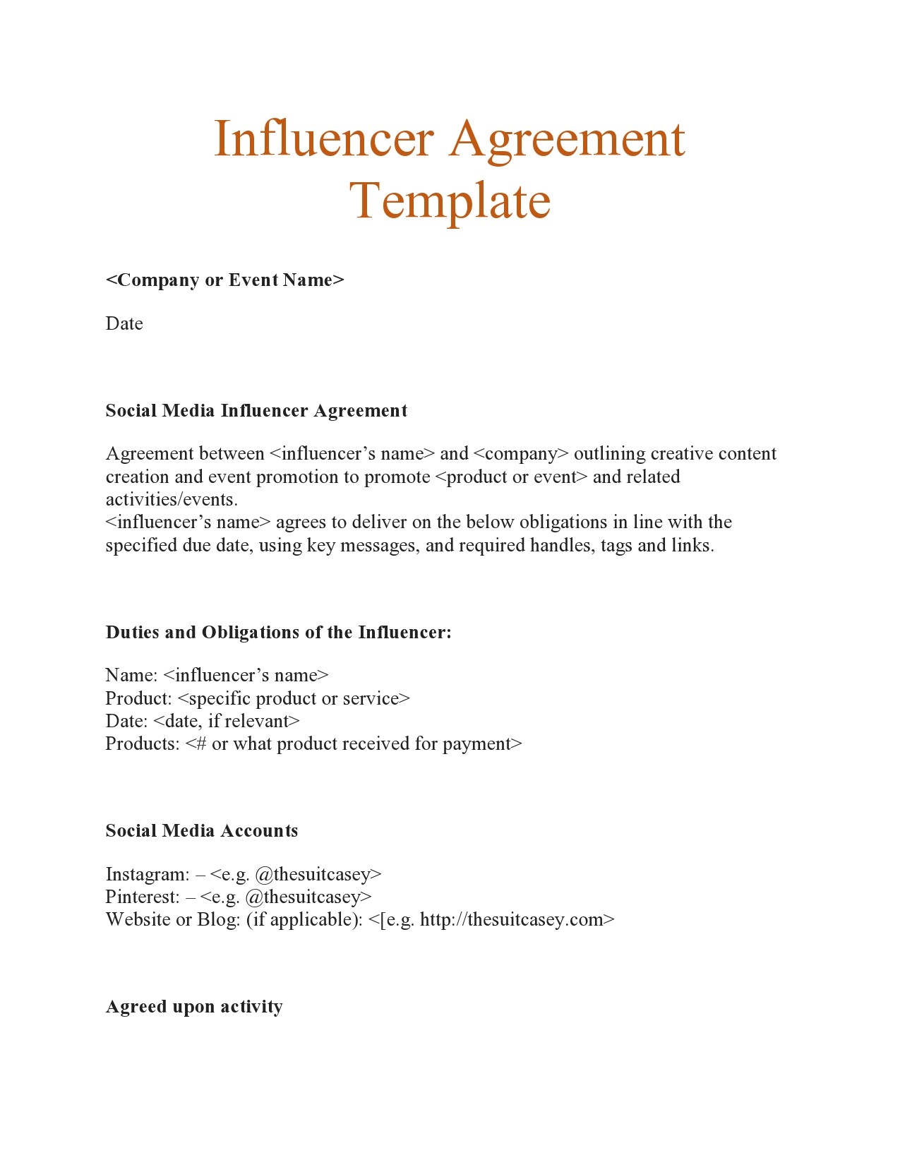 Free influencer contract template 19