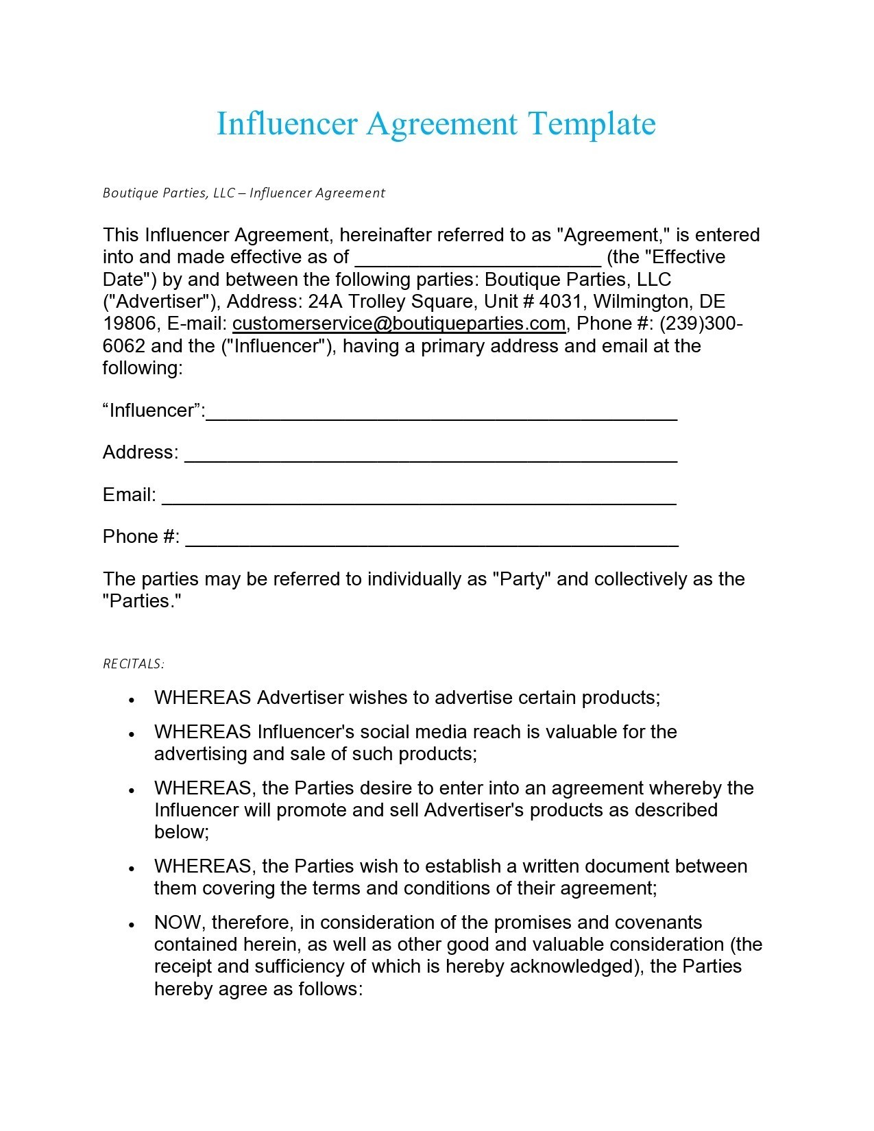 Free influencer contract template 21