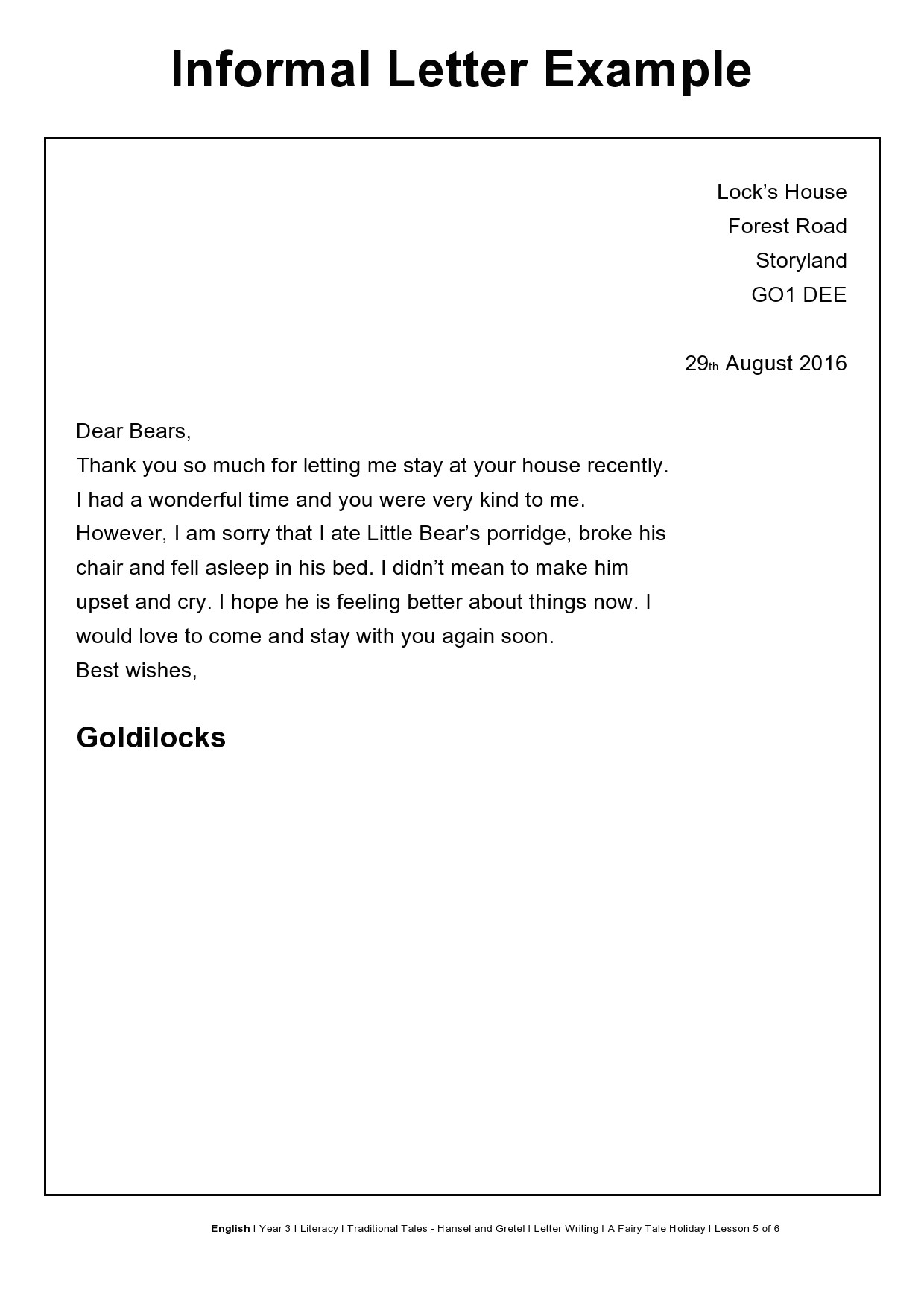 Free Printable Worksheets On Informal Letter Writing