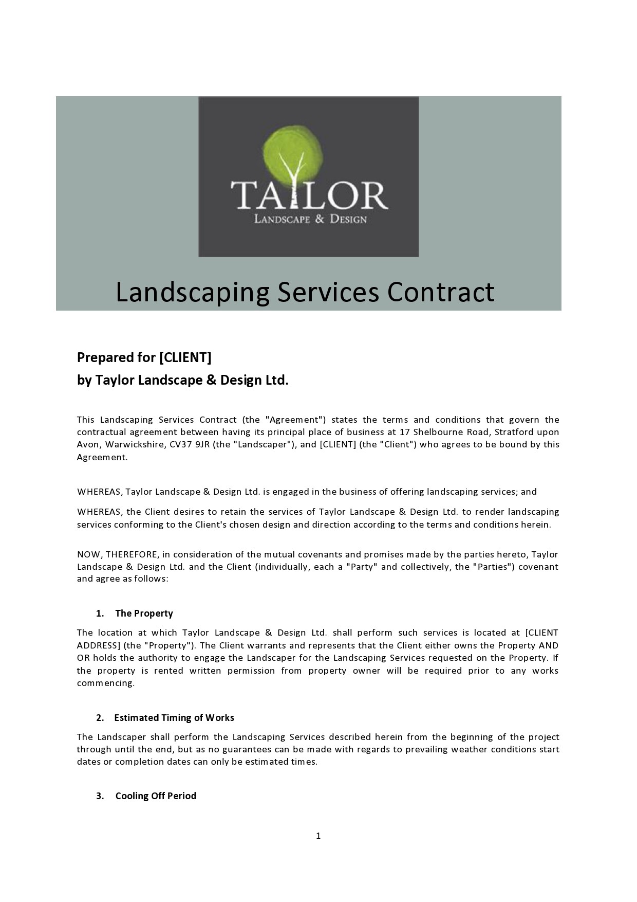 Free landscaping contract template 12