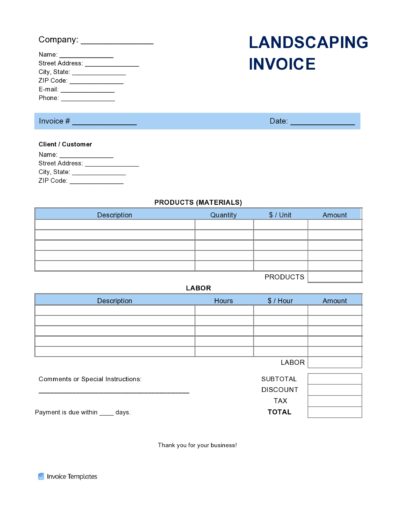 Landscaping Invoices