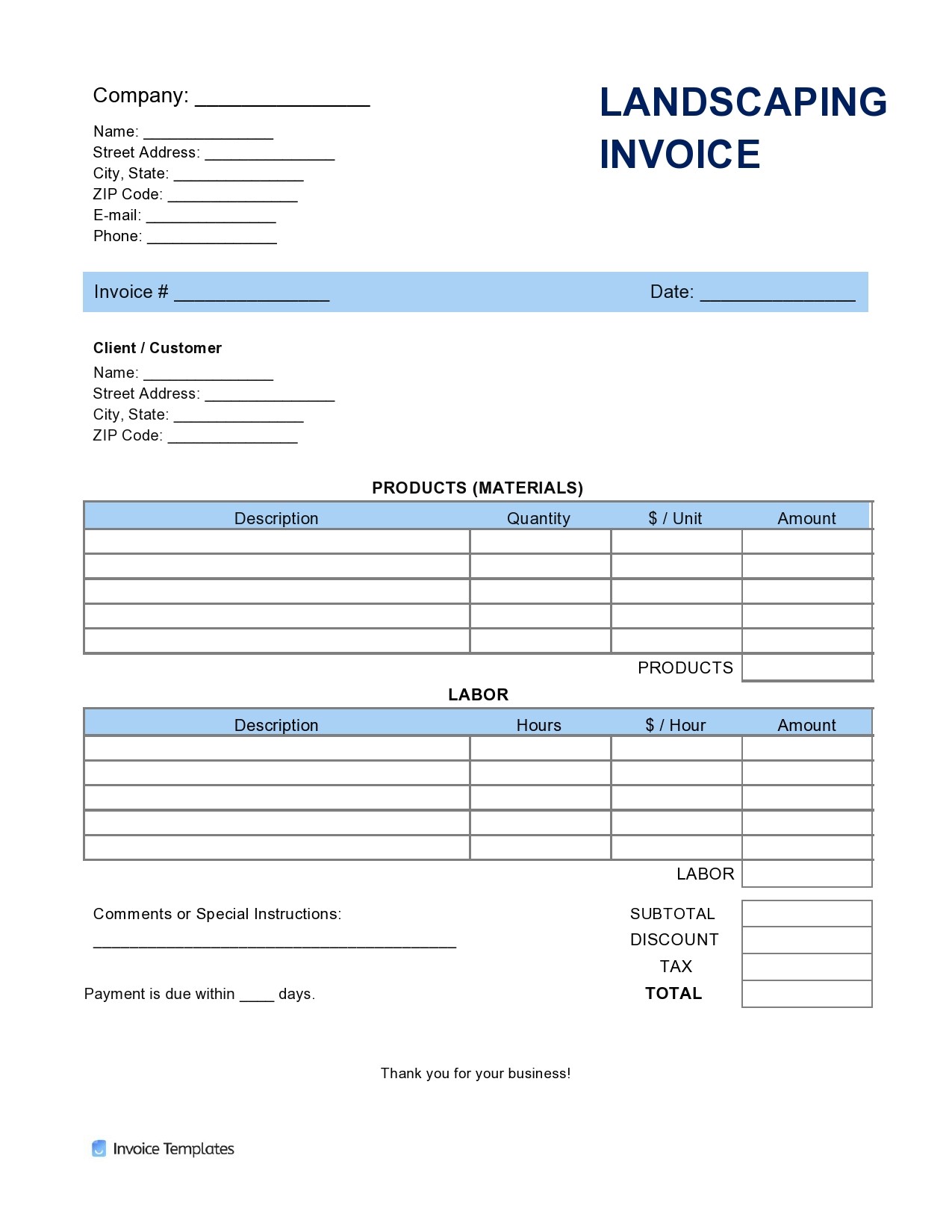 Free landscaping invoice 01