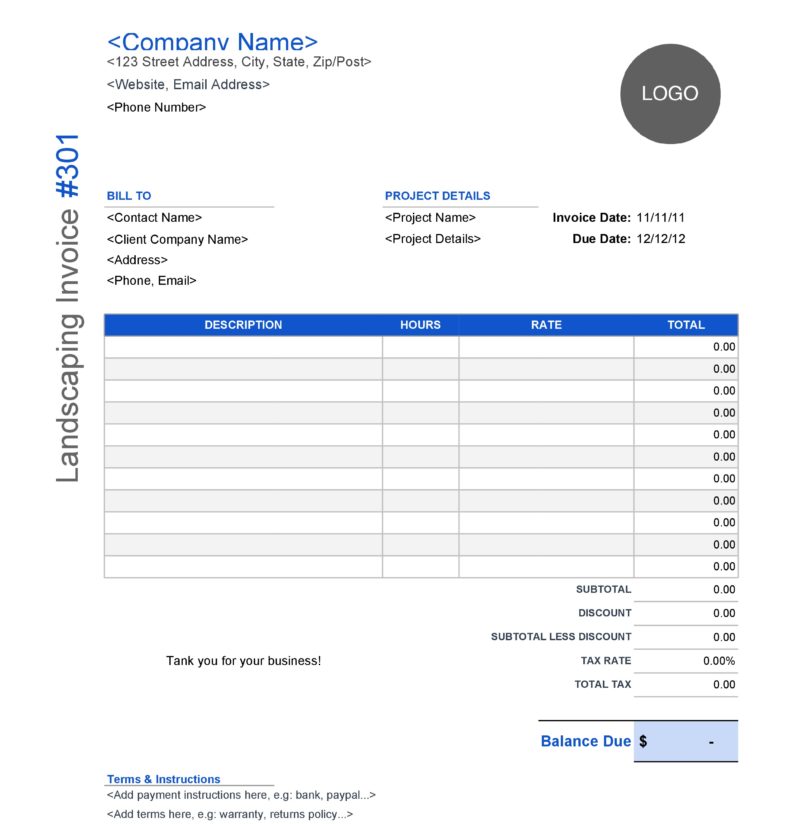40 Printable Landscaping Invoice Templates (& Examples)
