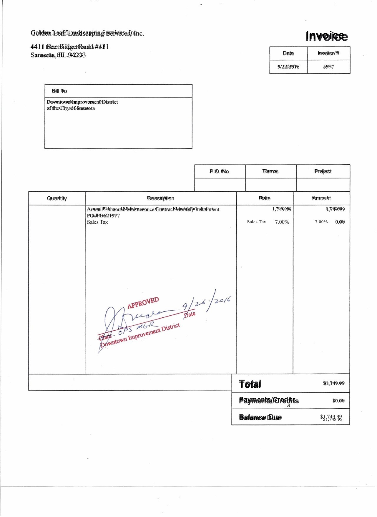 Free landscaping invoice 07