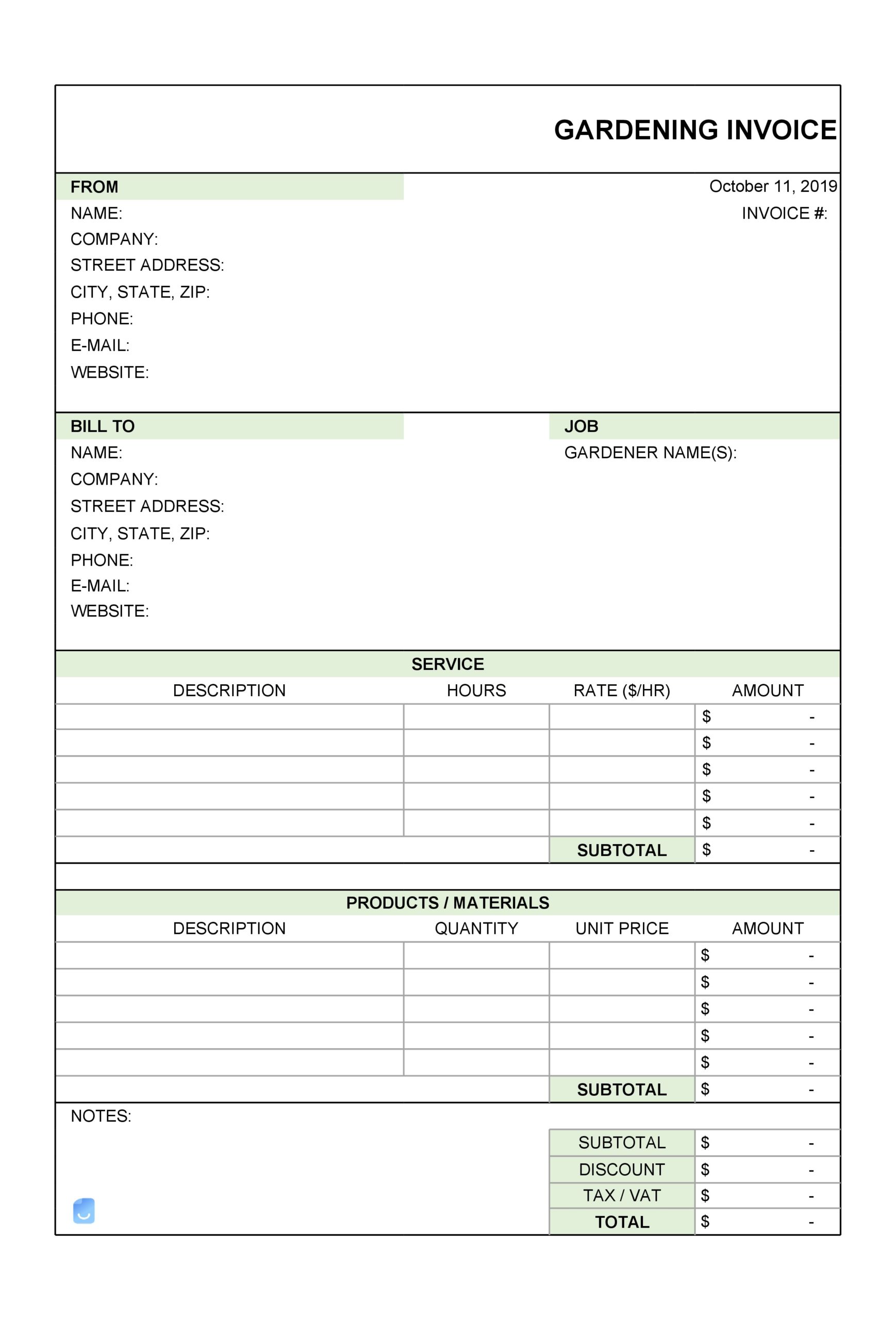 Free landscaping invoice 13