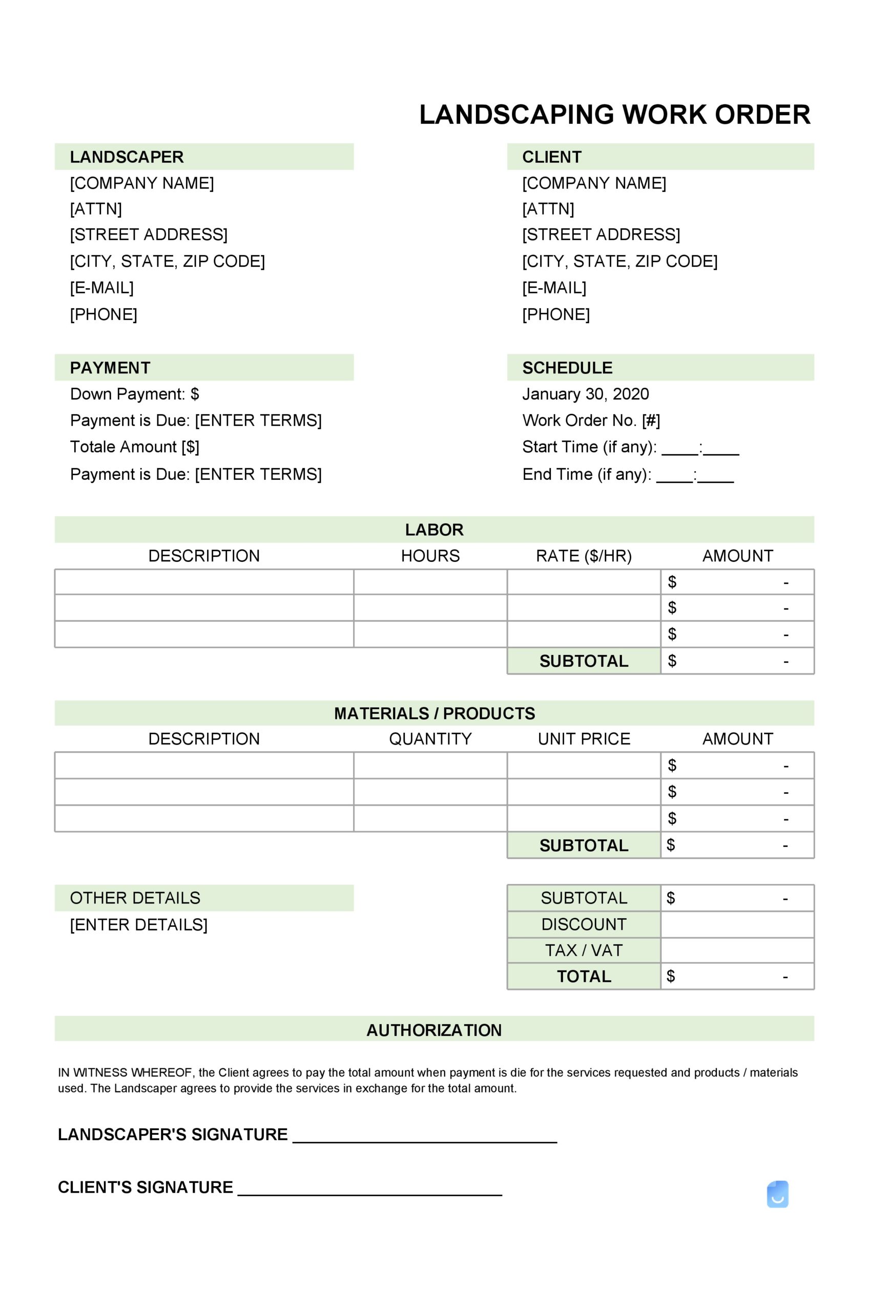 Free landscaping invoice 14