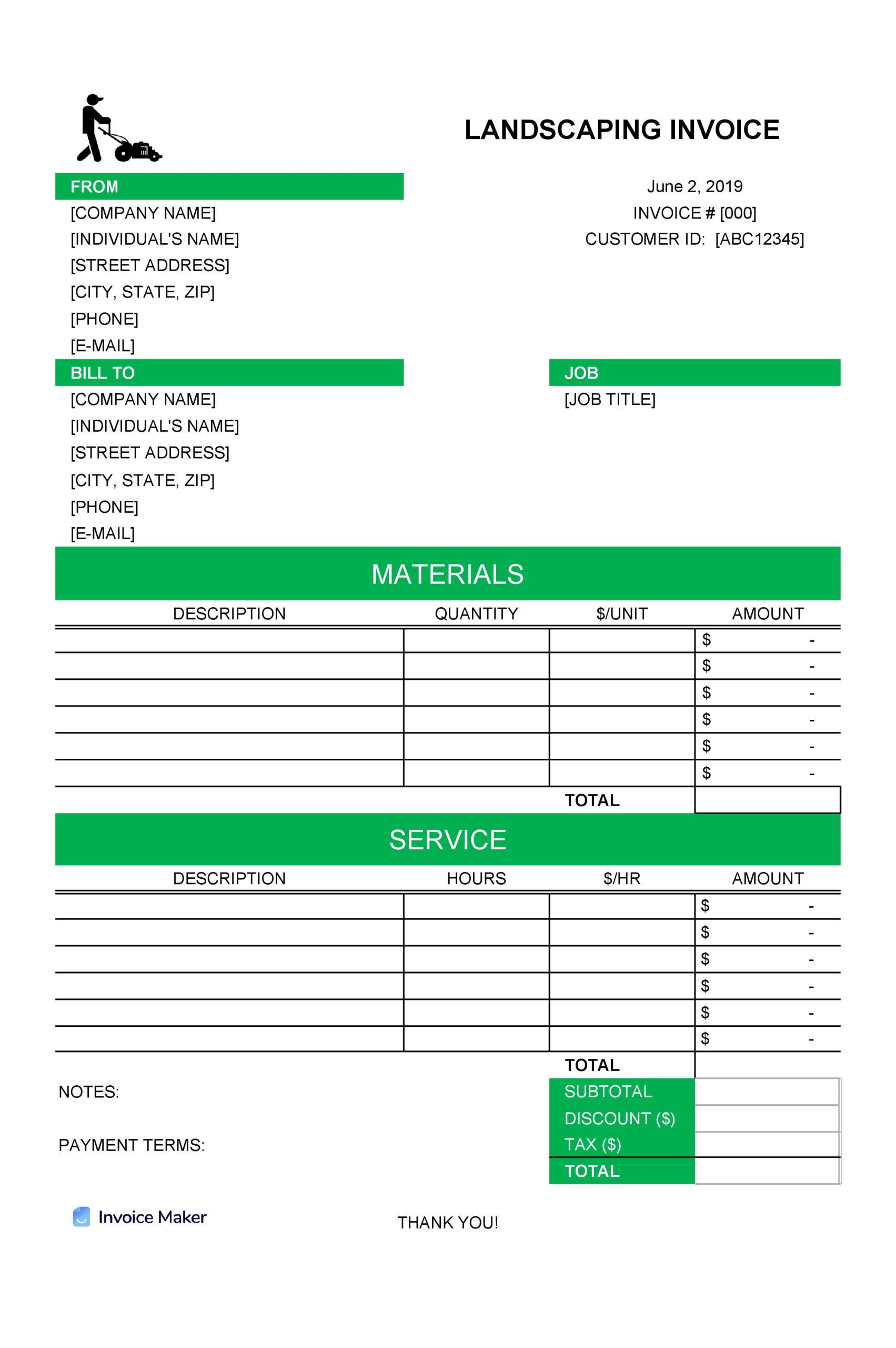 Free landscaping invoice 15