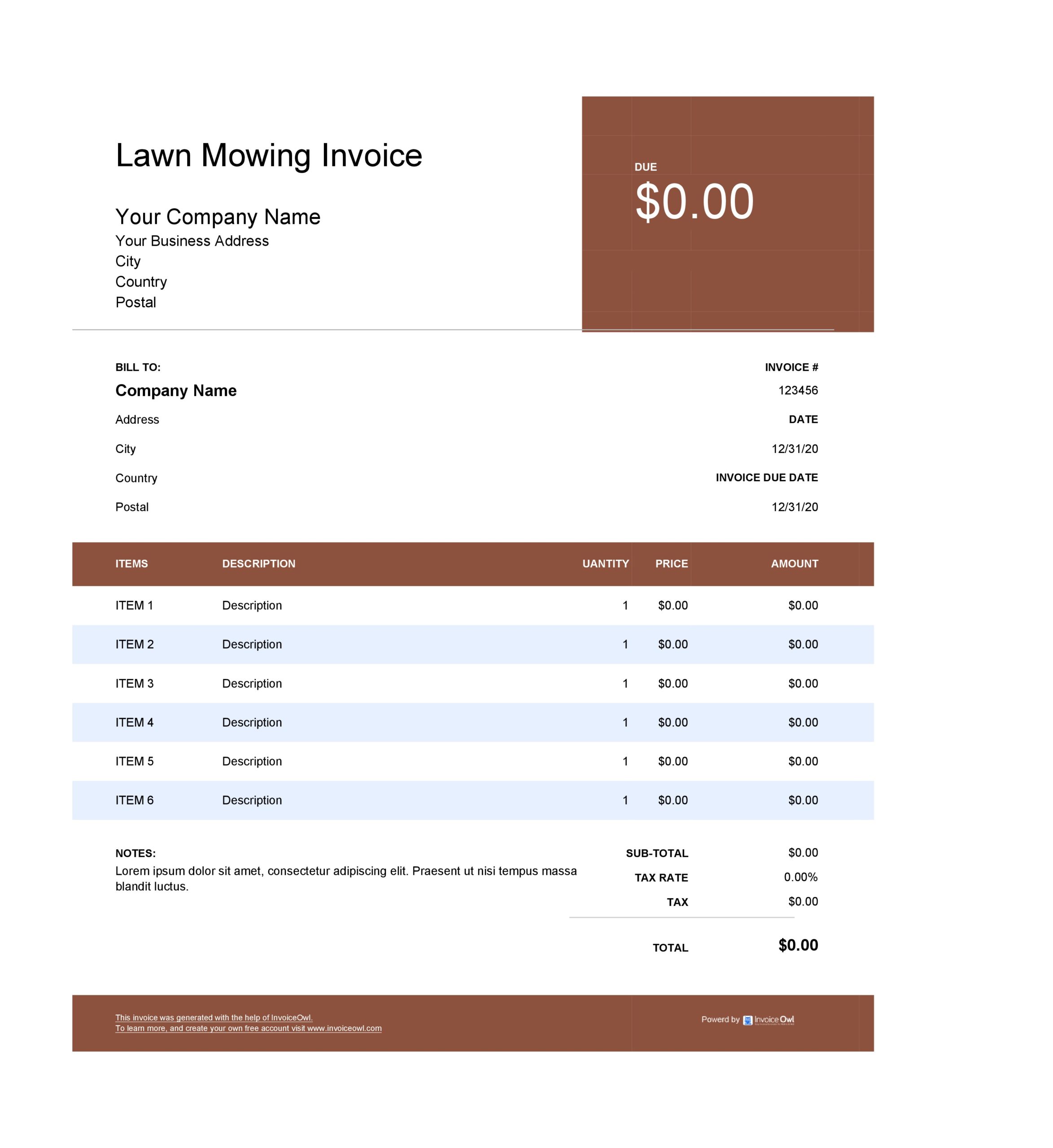 Free landscaping invoice 26