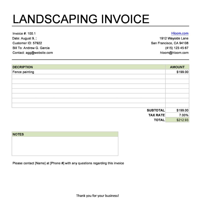 40 Printable Landscaping Invoice Templates (& Examples)