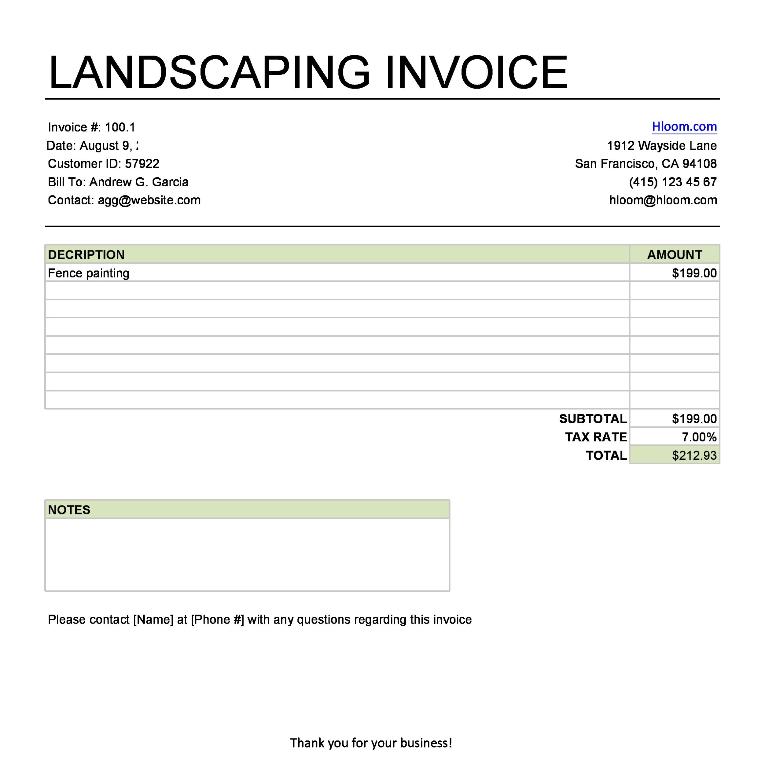 Free landscaping invoice 27