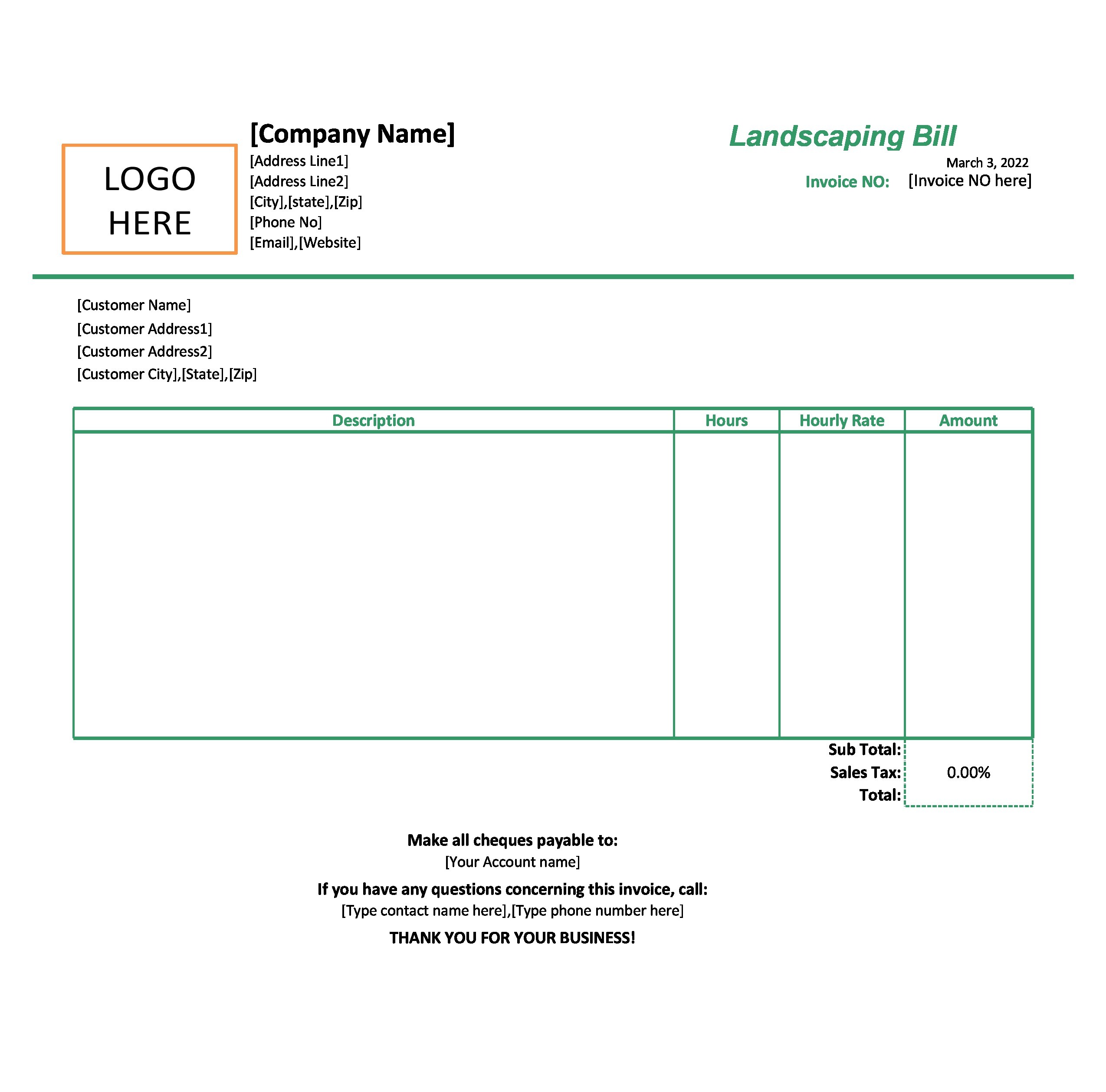 Free landscaping invoice 28