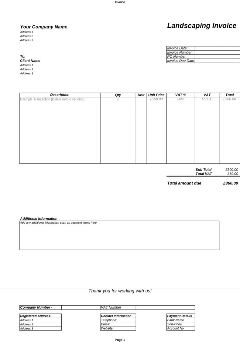 40 Printable Landscaping Invoice Templates (& Examples)