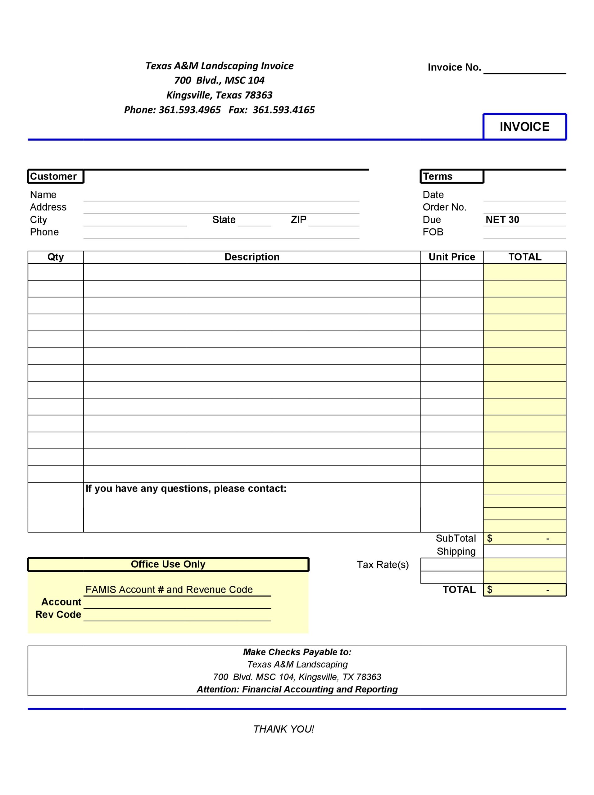 Free landscaping invoice 34