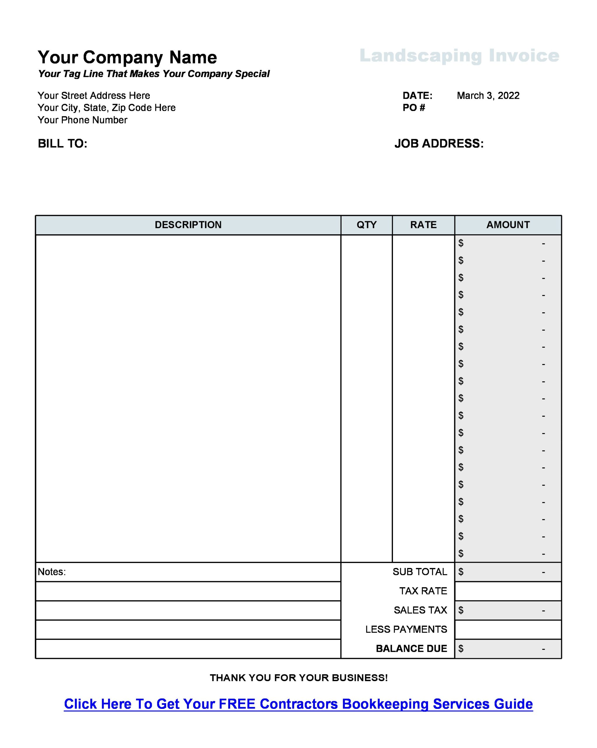 Free landscaping invoice 35