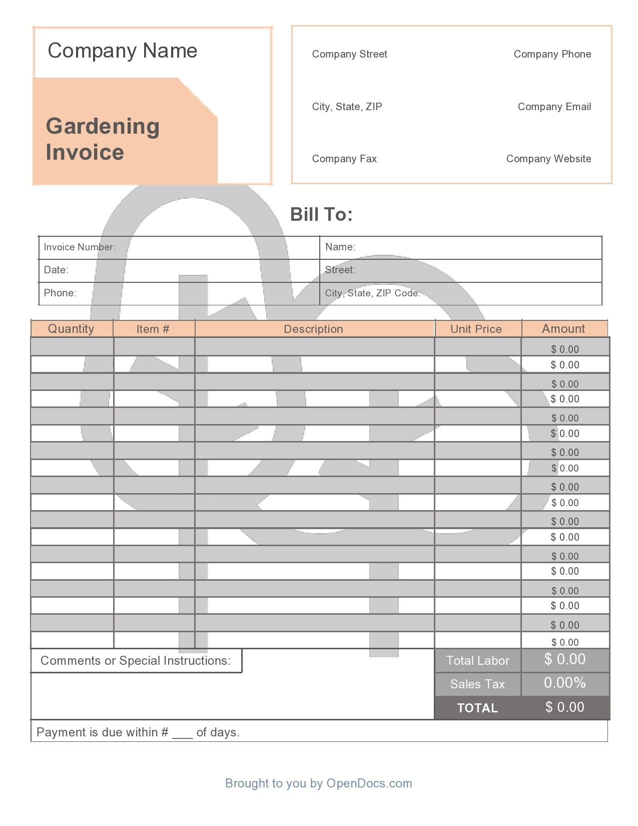 Free landscaping invoice 36