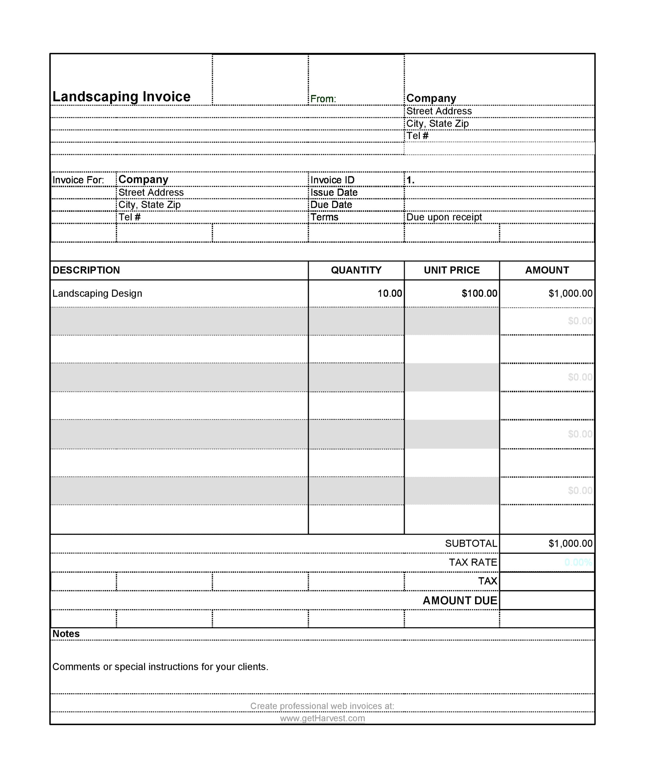 Free landscaping invoice 39