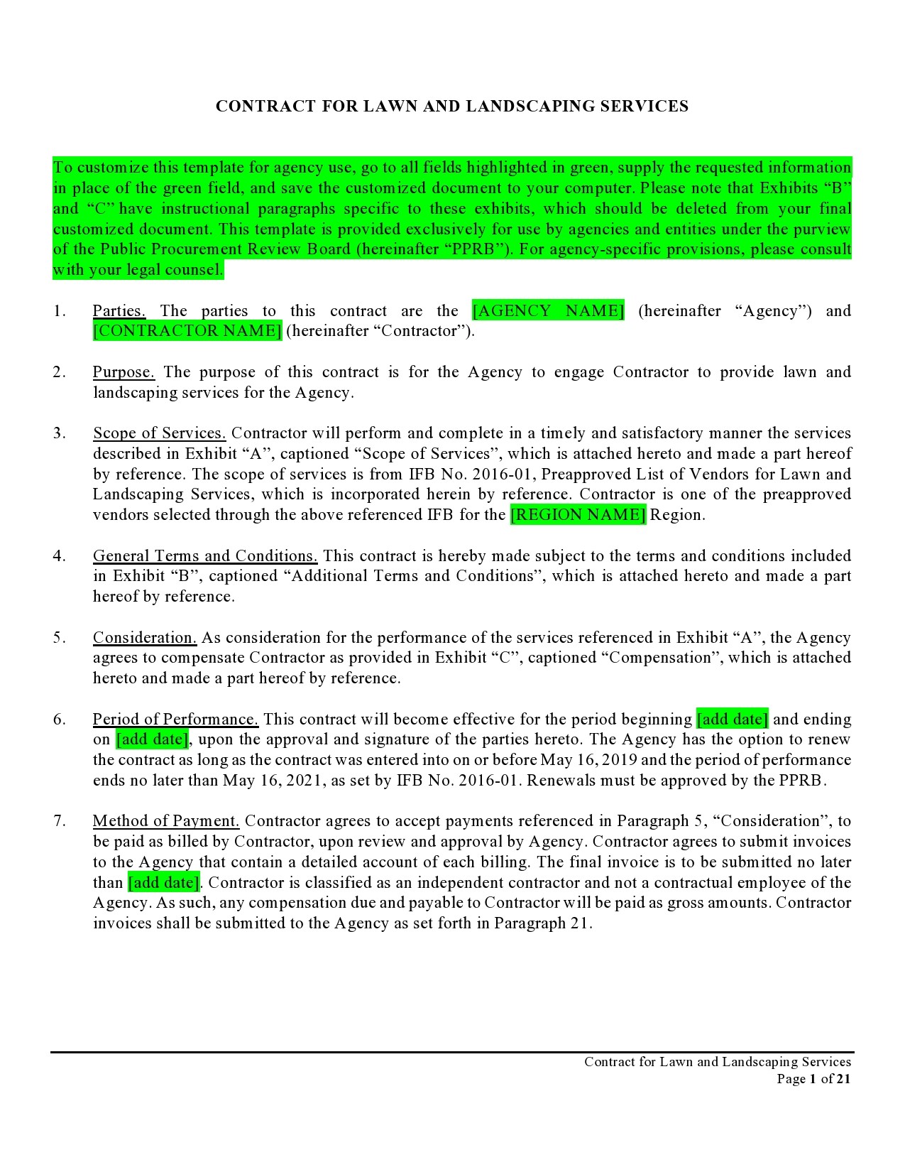 Free lawn care contract template 01