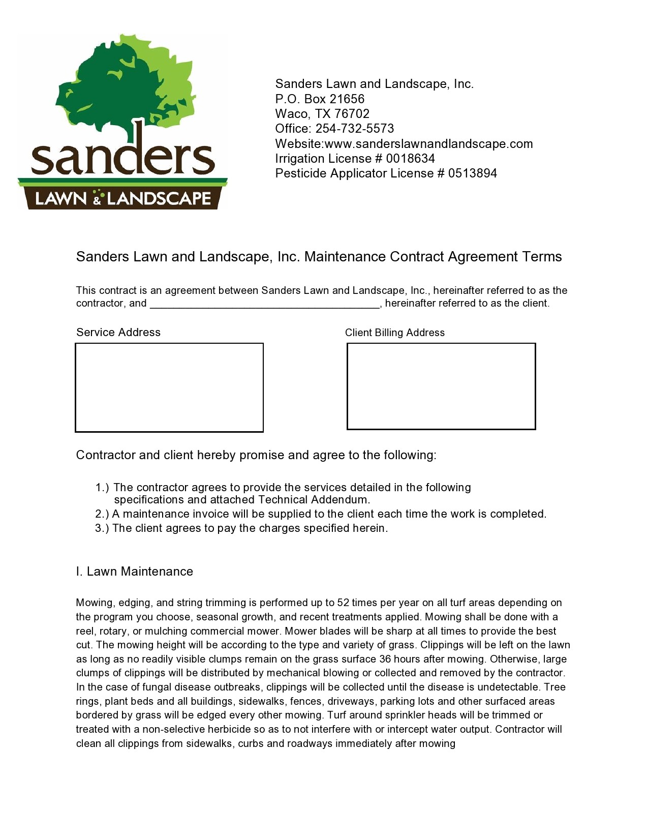 Free lawn care contract template 03