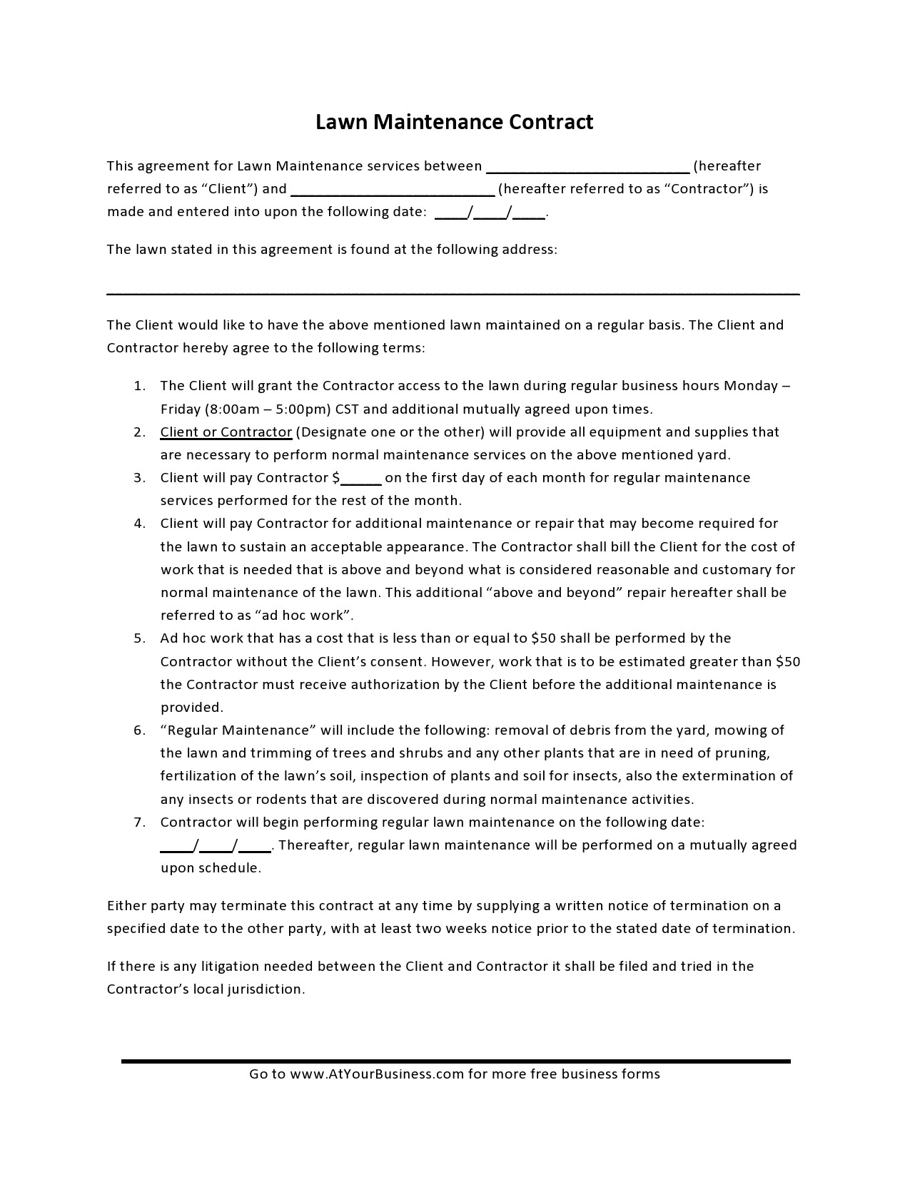 Free lawn care contract template 05