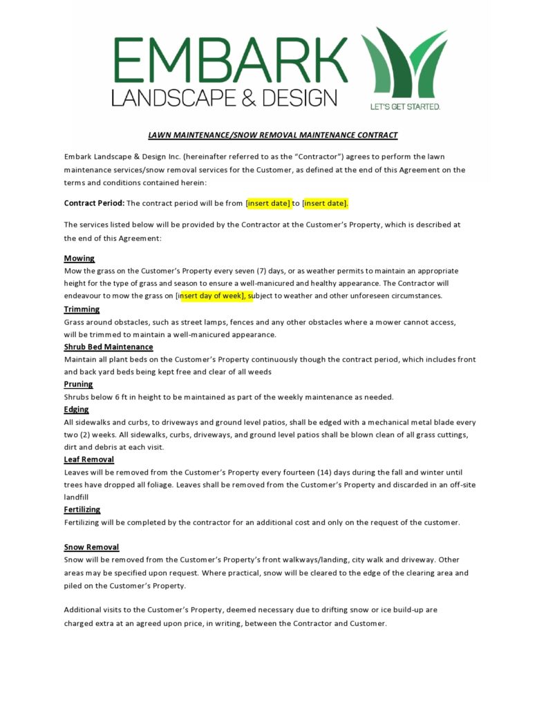 40 Professional Lawn Care Contract Templates (FREE)