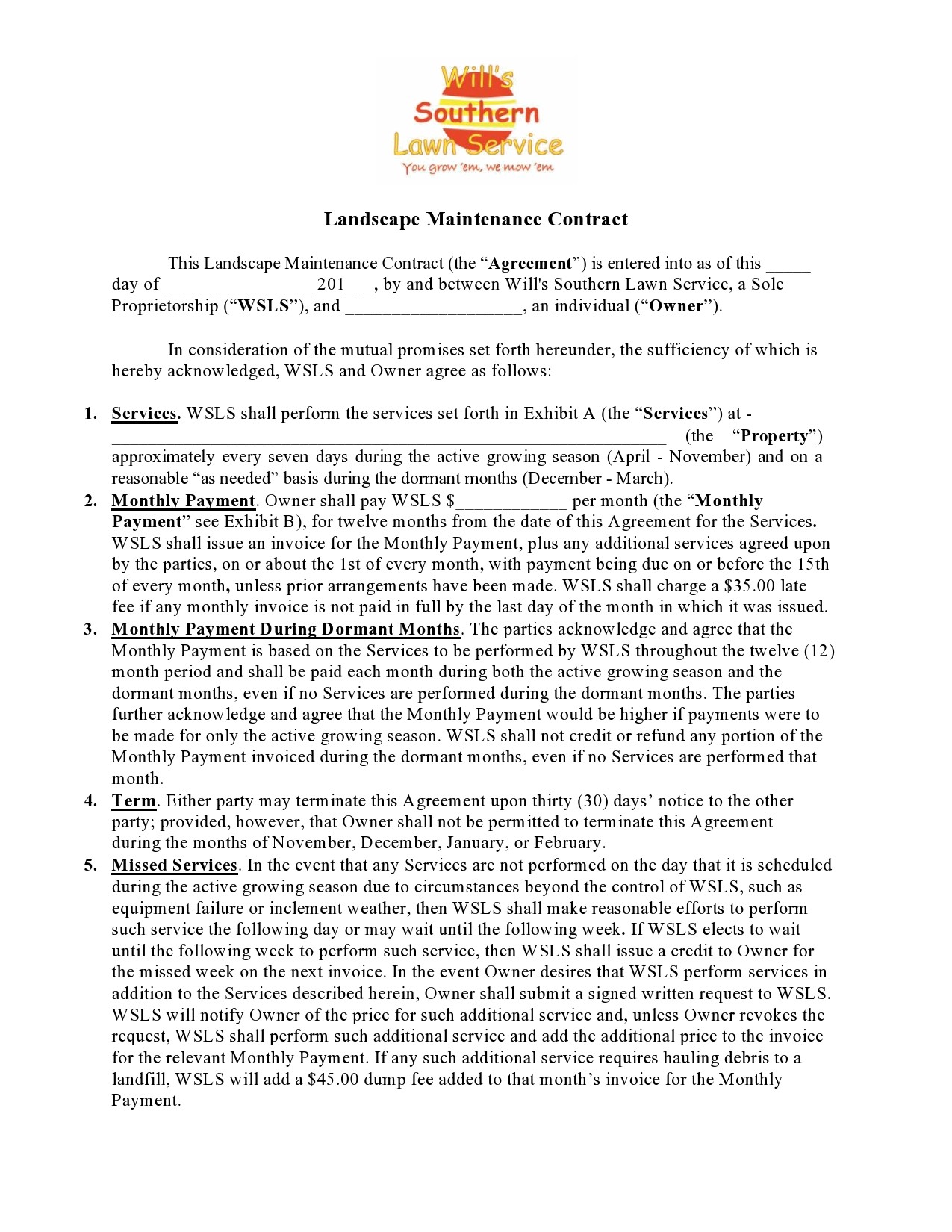 Free lawn care contract template 09