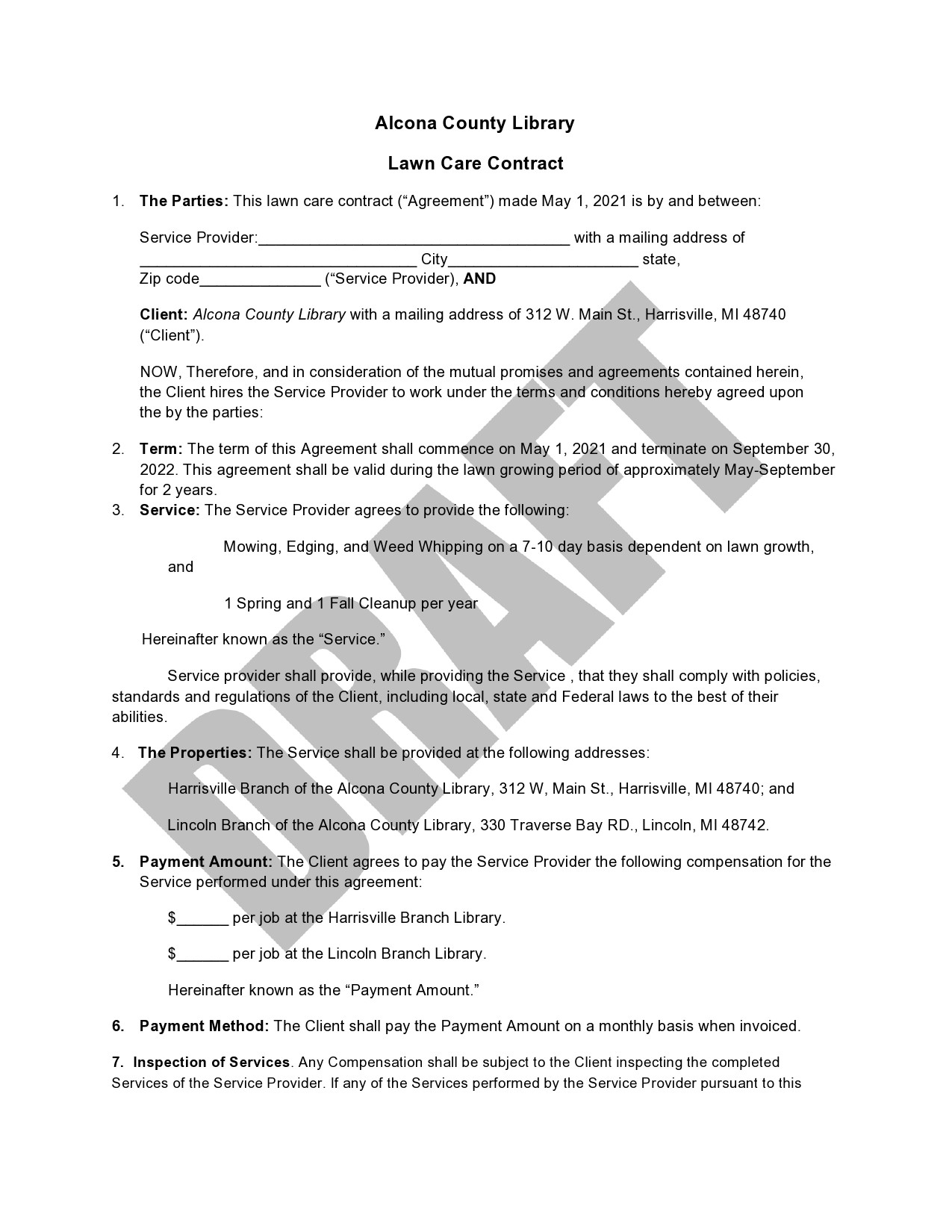 Free lawn care contract template 16