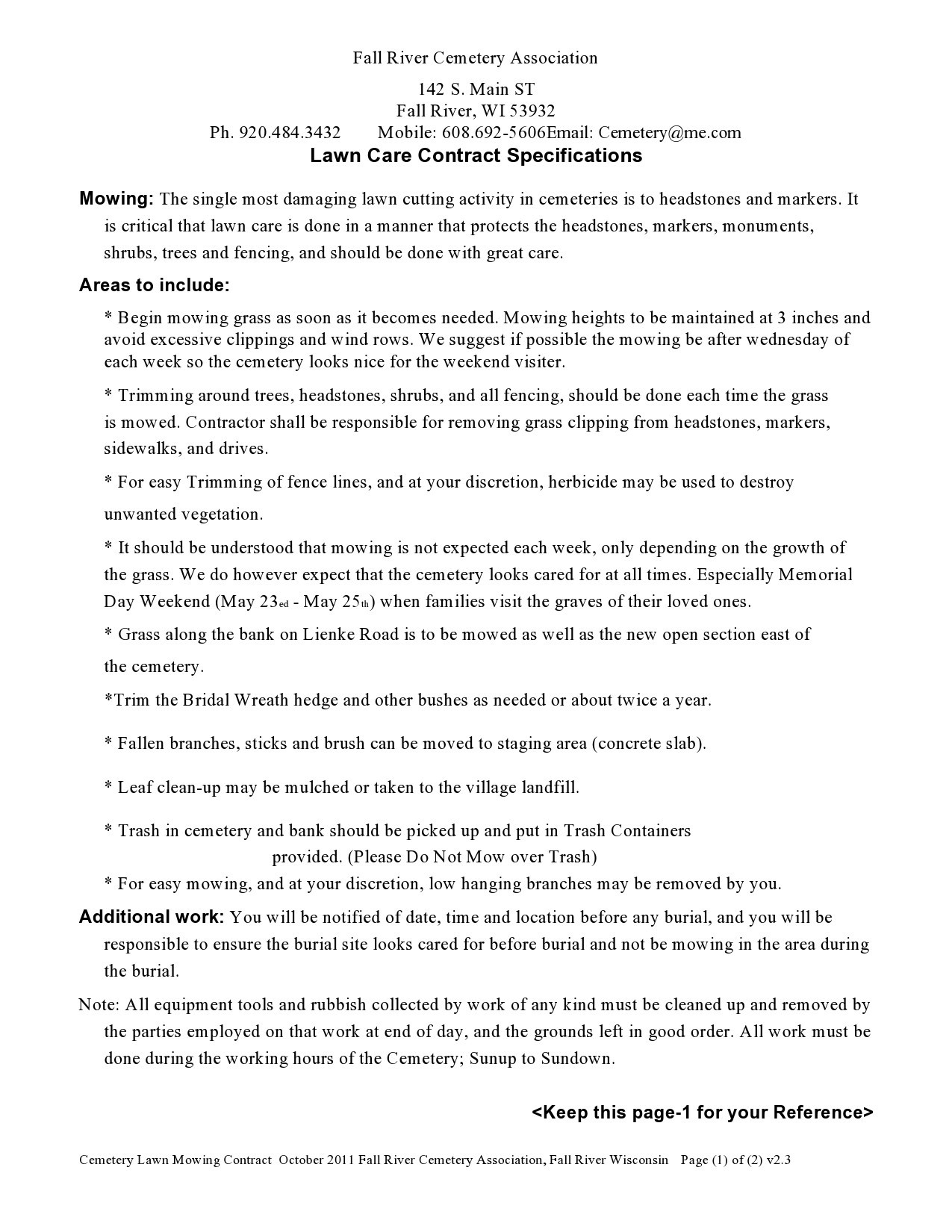 Free lawn care contract template 33