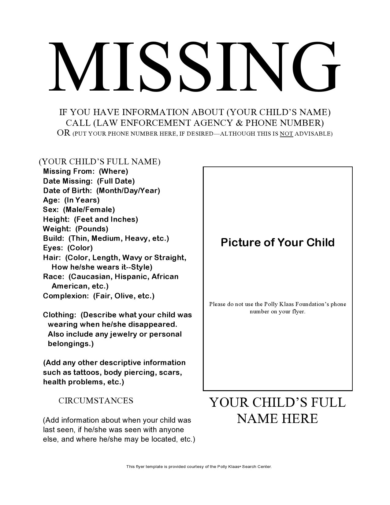 Free missing poster template 07