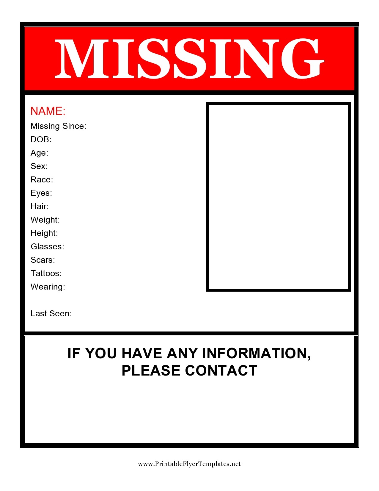 Free missing poster template 14