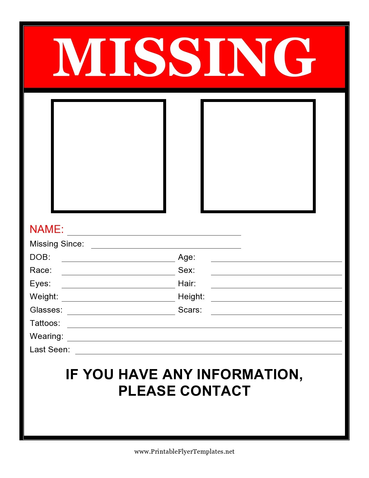Free missing poster template 15