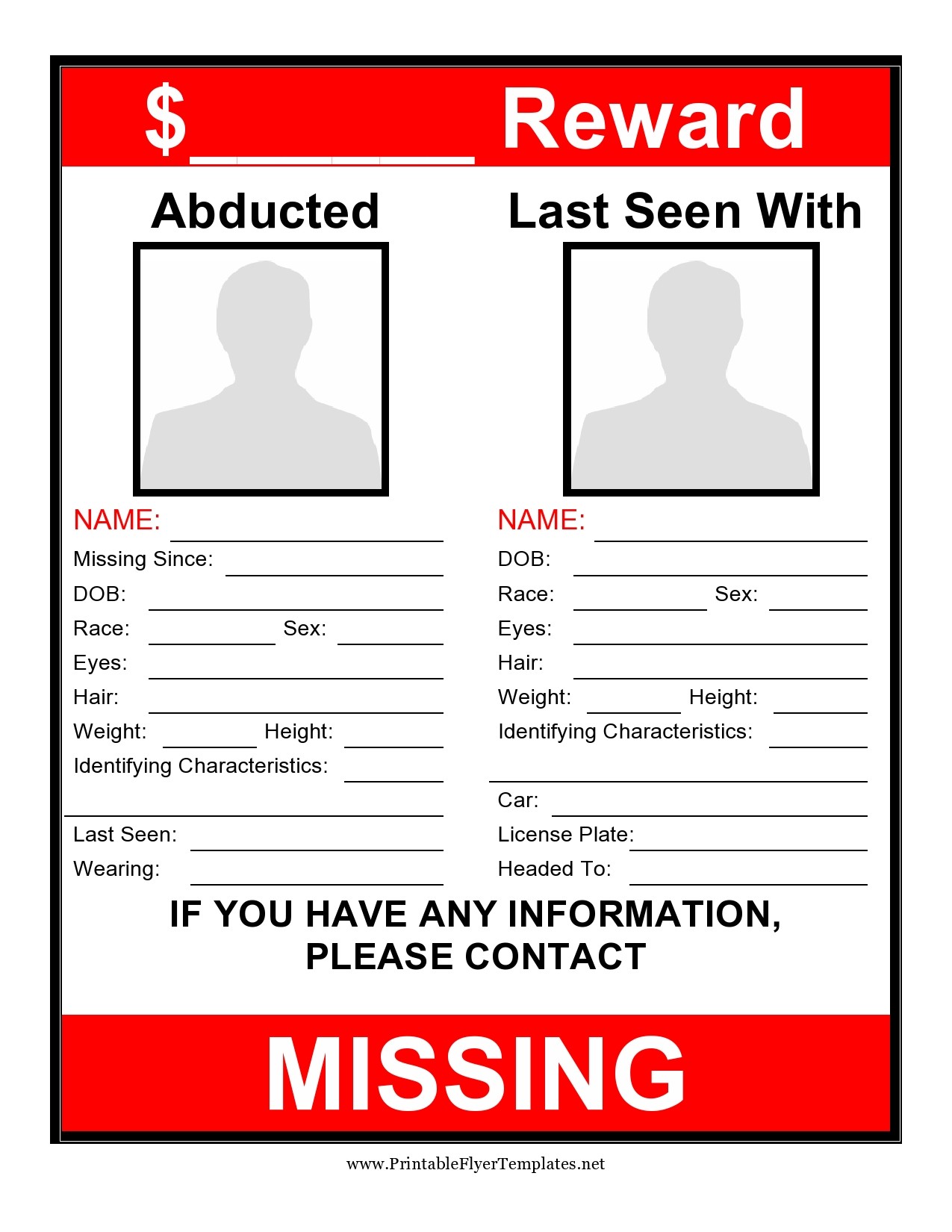 Free missing poster template 16