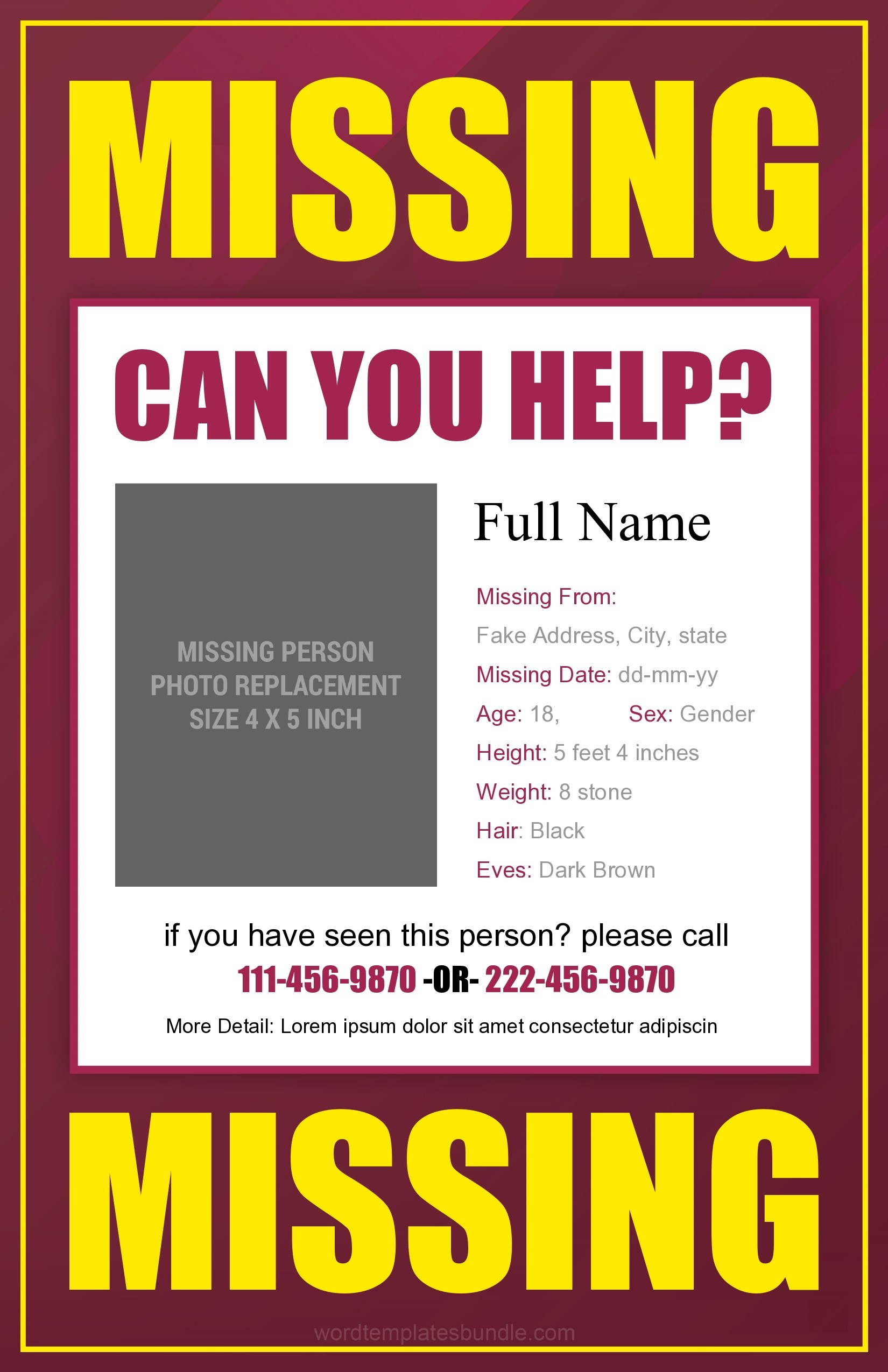 Free missing poster template 18