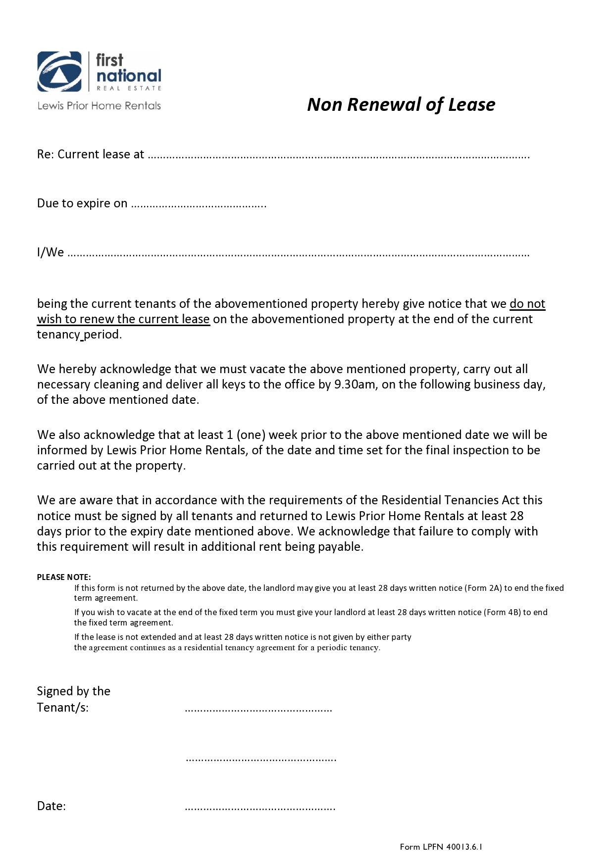 Free not renewing lease letter 07