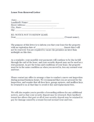 Not Renewing Lease Letters
