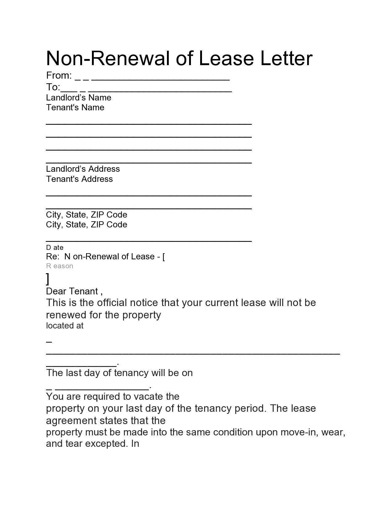 Free not renewing lease letter 13