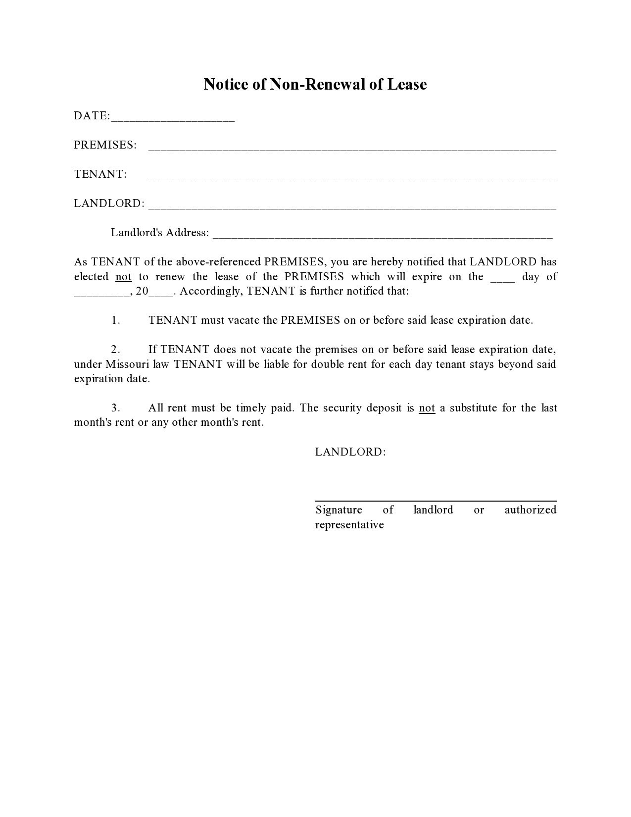 Free not renewing lease letter 14